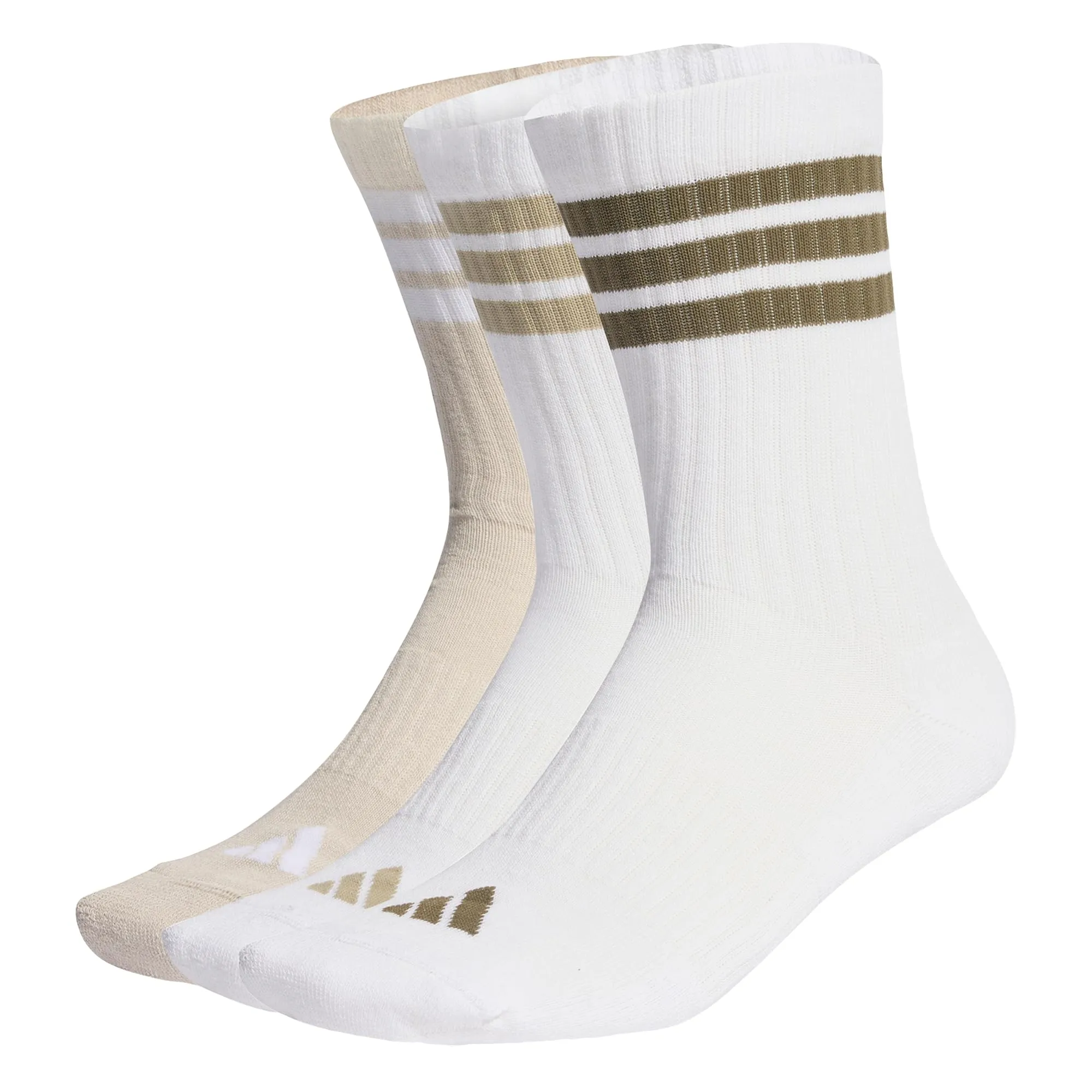 adidas 3Stripes Cushioned Sportswear Crew Socks, 3 Pair Pack, White/Wonder Alumina/Olive Strata, 37-40 - immagine 1