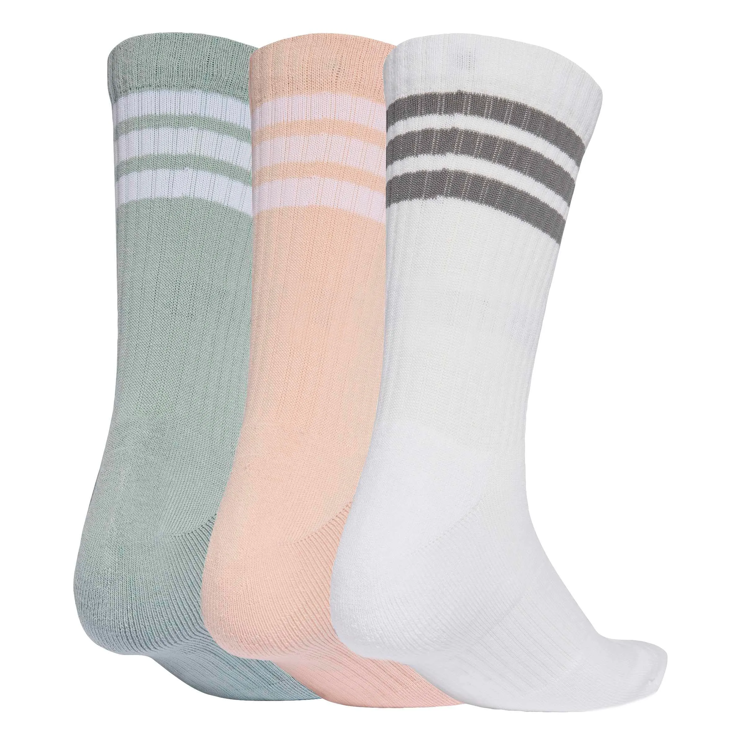 adidas 3-Stripes Cushioned Sportswear Crew Socks, 3 Pair Pack, Blush Pink/White/Wonder Sage, 34-36 - immagine 3