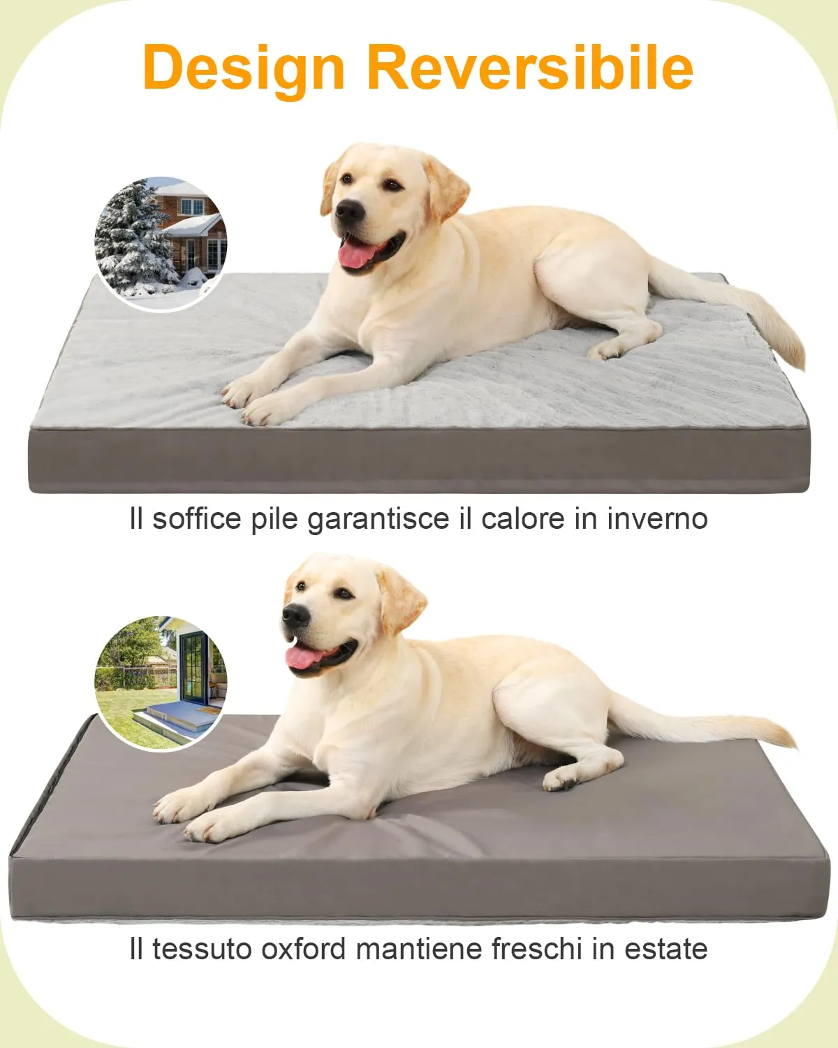 KSIIA Cuccia Cane Interno Ortopedica Reversibile, Sfoderabile e Impermeabile, Grigio, 121x76x10cm, Taglia XXL - immagine 4