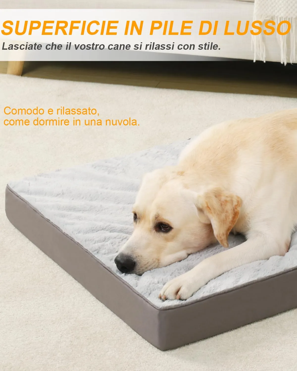 KSIIA Cuccia Cane Interno Ortopedica, Reversibile, Impermeabile e Lavabile, Grigio, XL-Plus, 111x81x9cm - immagine 3