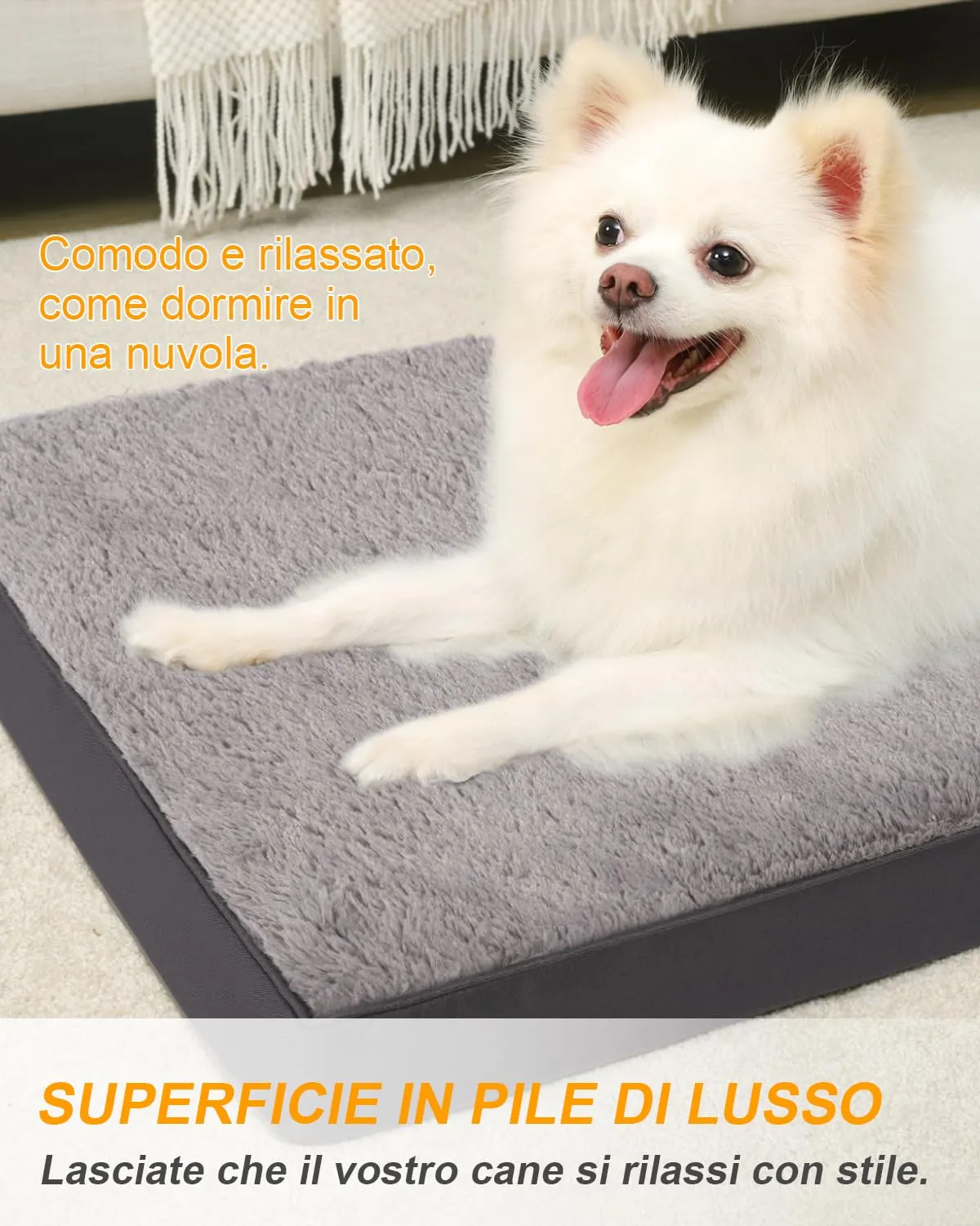 KSIIA Cuccia Ortopedica per Cani, Cuscino Taglia Media e Grande, Grigio Scuro - immagine 3