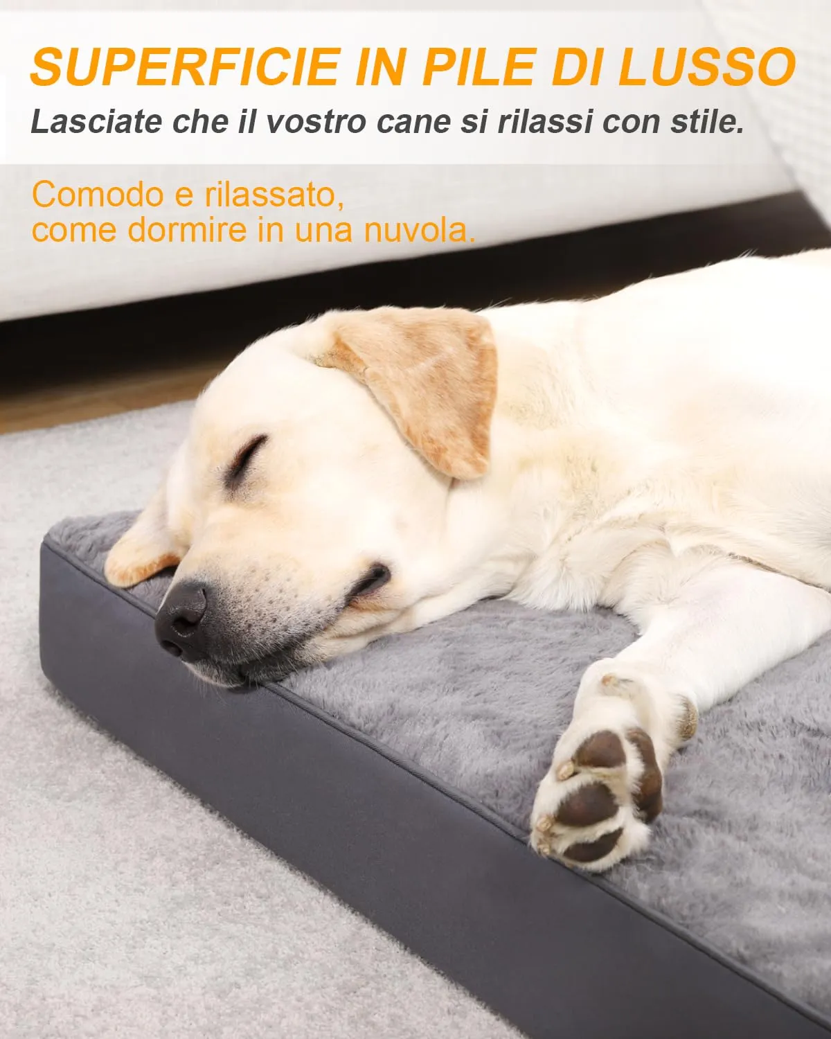 KSIIA Cuccia Ortopedica per Cane, Cuscino Taglia Grande, 104x68cm, Grigio Scuro - immagine 3