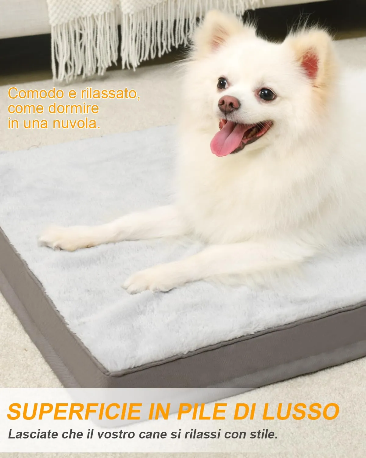KSIIA Cuccia Ortopedica per Cane Interno, Cuscino Taglia Media, 73x45cm - immagine 3