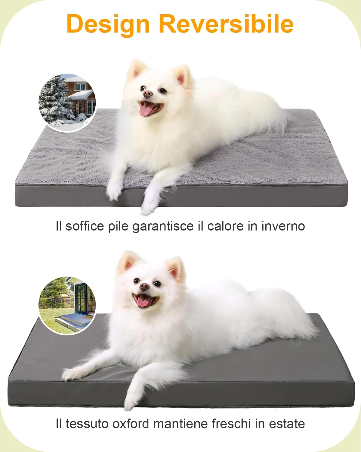 KSIIA Cuccia Ortopedica per Cani, Cuscino Taglia Media, 73x45cm, Grigio Scuro - immagine 4