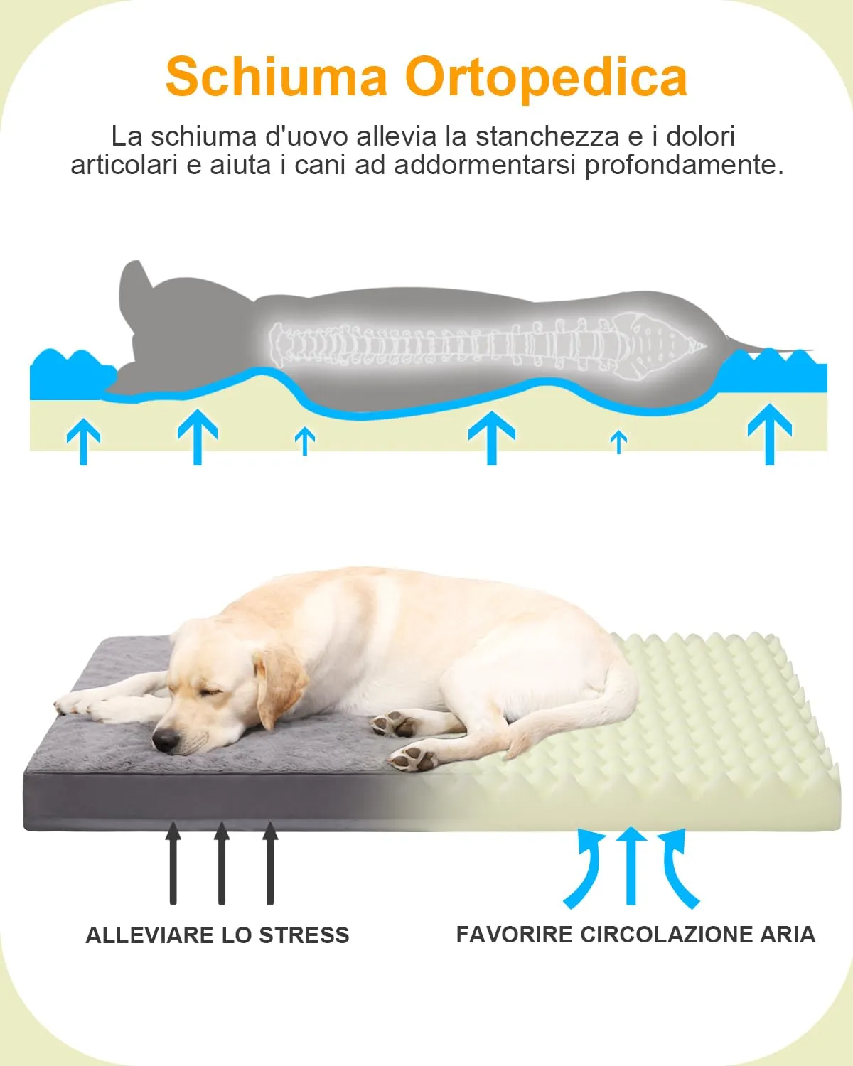 KSIIA Cuccia Ortopedica per Cane, Cuscino Taglia Grande, 119x73cm - immagine 2
