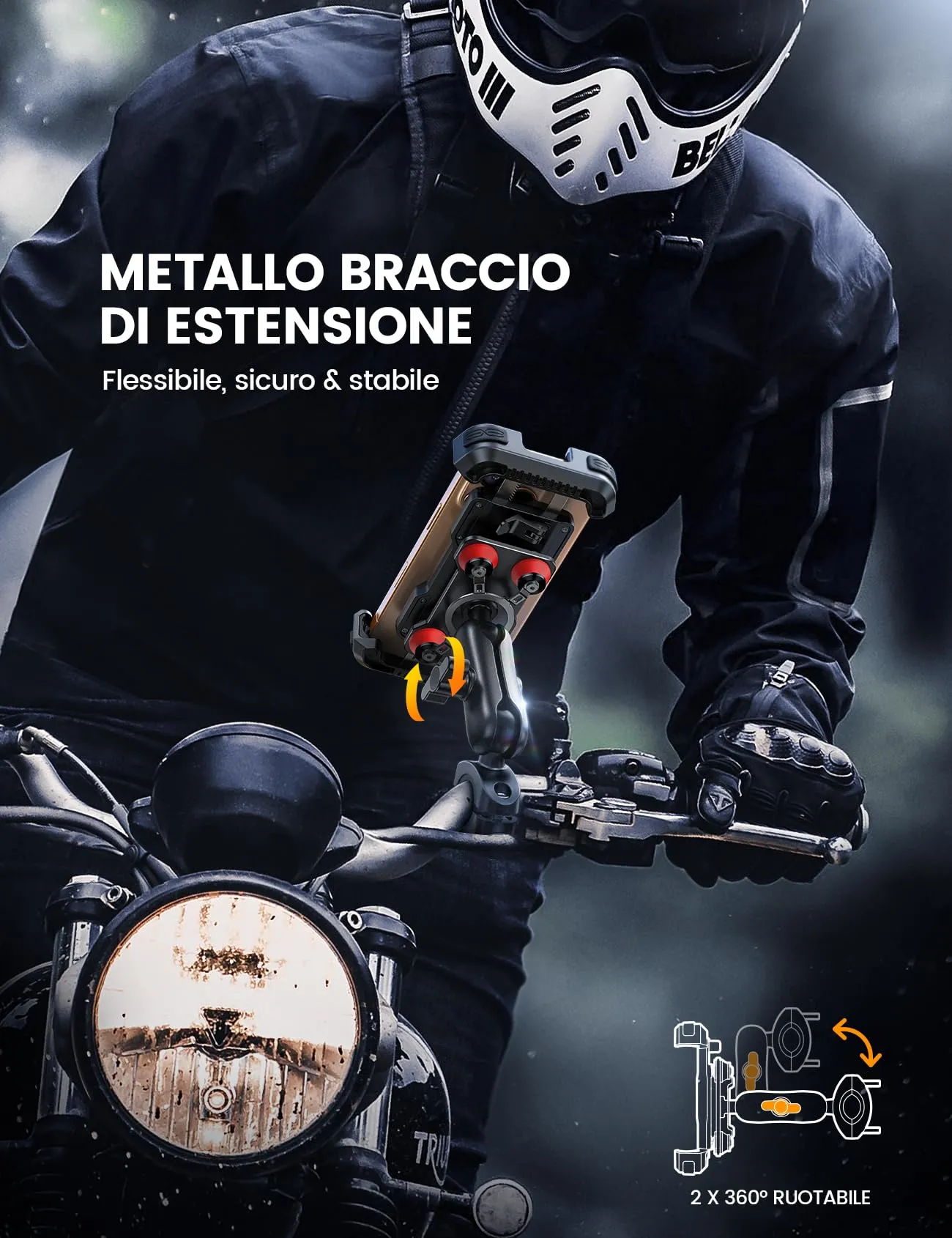 Lamicall Supporto Telefono Moto Antifurto con Doppio Antivibrazione - immagine 2