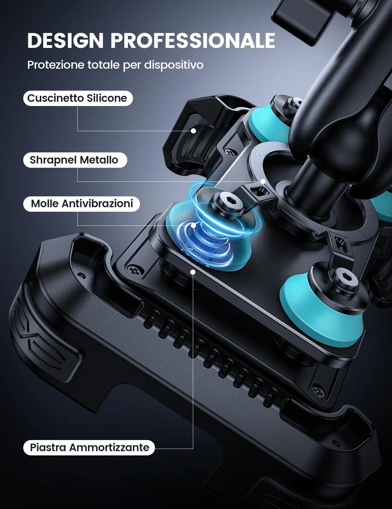 Lamicall Supporto Telefono Moto Antifurto con Doppio Antivibrazione, 4,7-6,7 Zoll, Blu - immagine 3