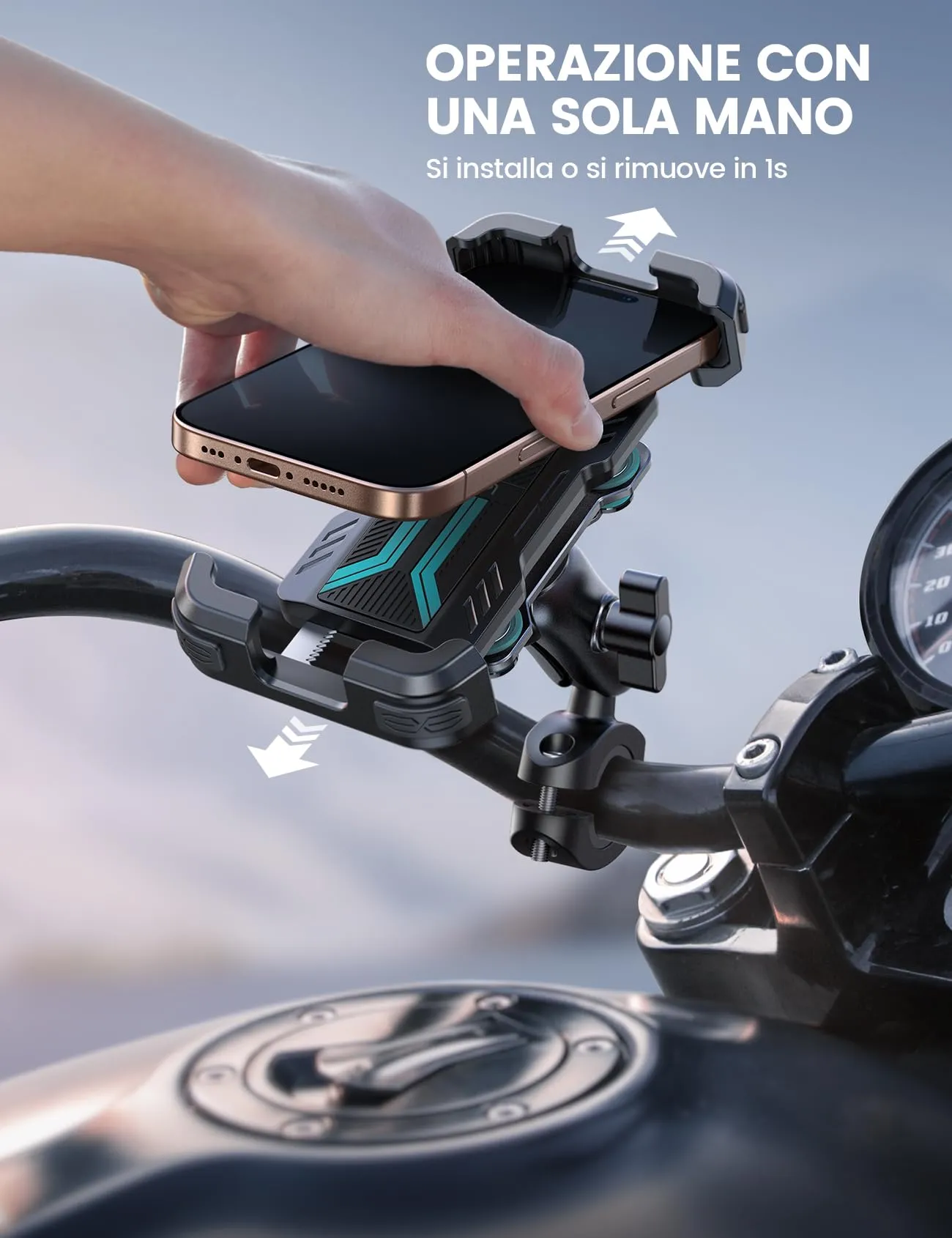 Lamicall Supporto Telefono Moto Antifurto con Doppio Antivibrazione, 4,7-6,7 Zoll, Blu - immagine 6