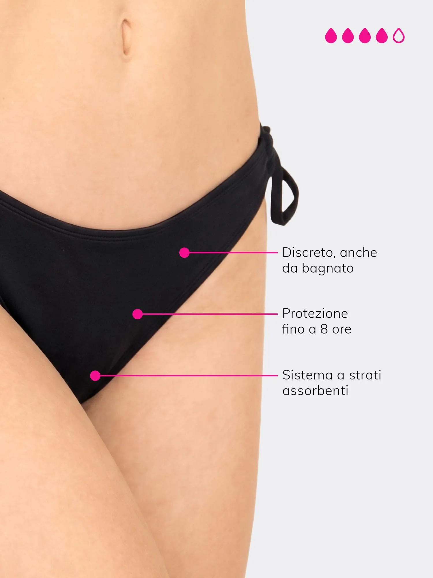 MYLILY Slip Costume Mestruale Donna con Lacci, Taglia L - immagine 4