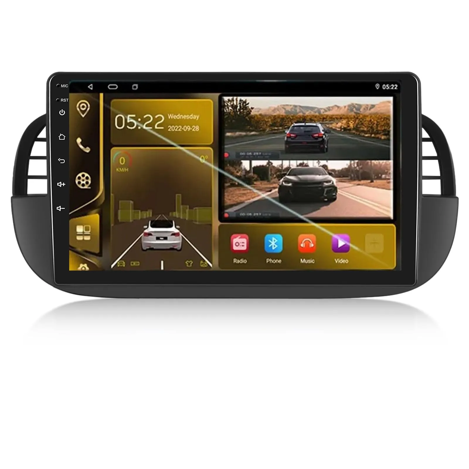 DPBXQ 9" Android 12 GPS Multimedia System for Fiat 500 2007-2014, DSP Touch Screen, WiFi, 4G, Dab, OBD2, K3 4 Core 2GB+32GB - immagine 1