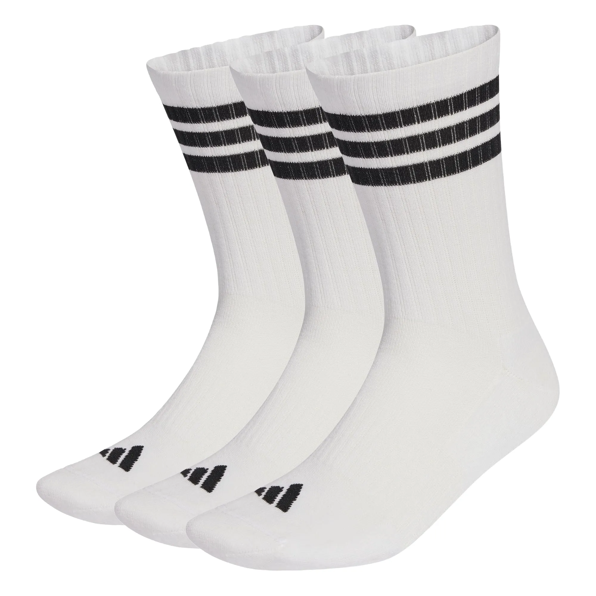 adidas 3Stripes Cushioned Sportswear Crew Socks, 3 Pair Pack, White/Black/Black, 34-36 - immagine 5