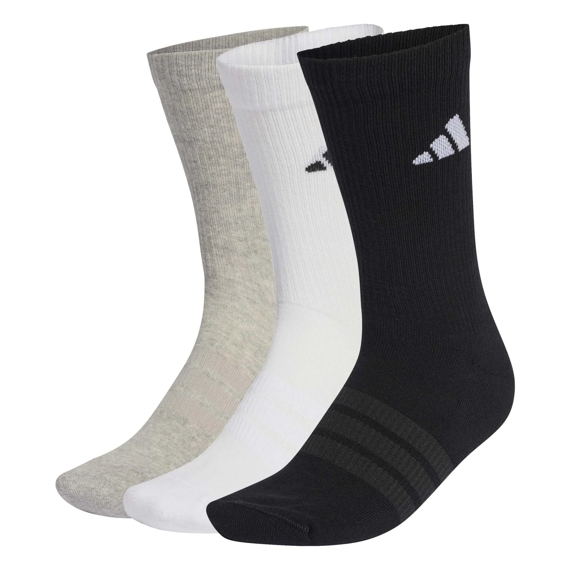 adidas Cushioned Sportswear Crew Socks 3 Pair Pack, Medium Grey Heather/White/Black, 37-40 - immagine 1