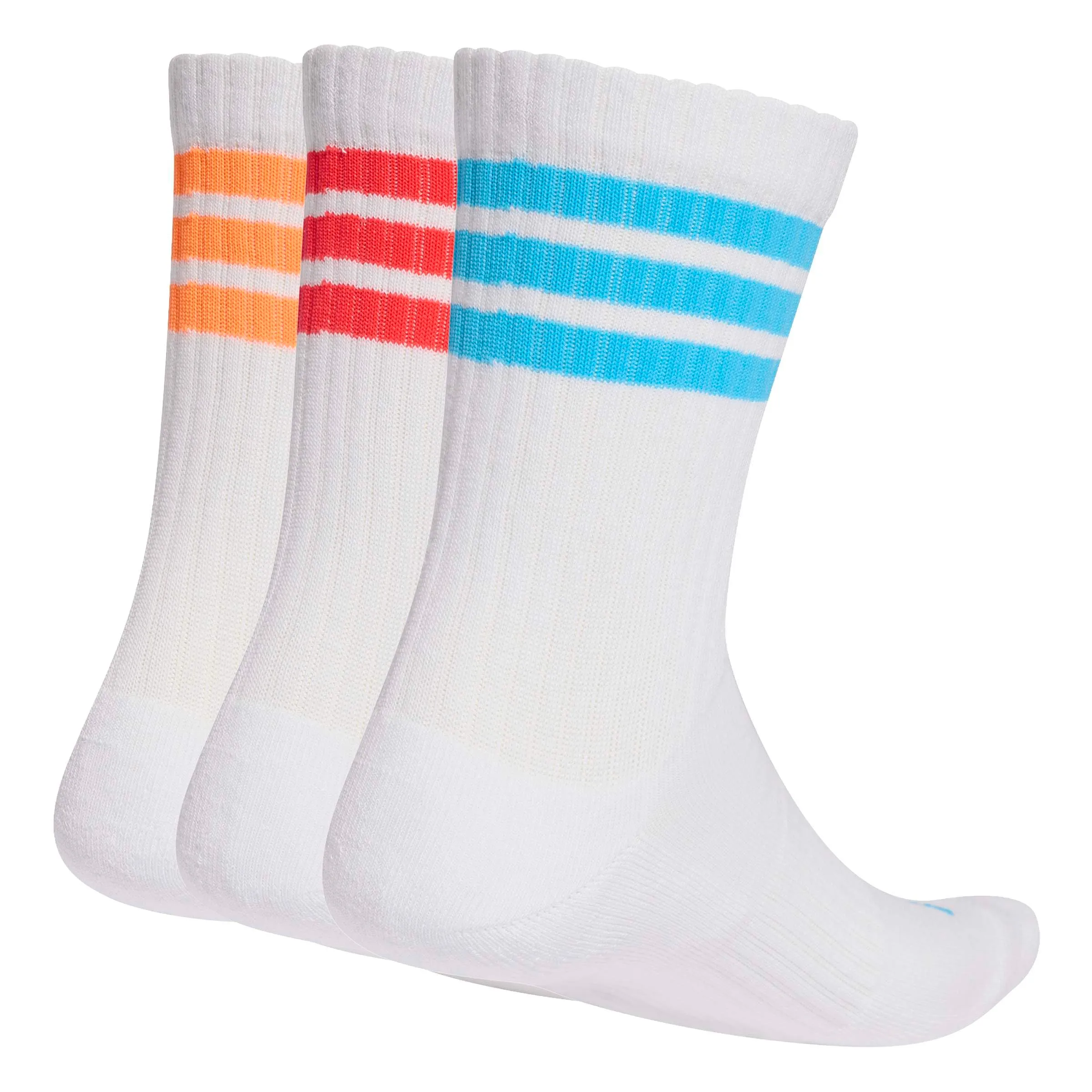adidas 3Stripes Cushioned Sportswear Crew Socks 3 Pair Pack, White/Lucid Orange/Lucid Red, 45-48 - immagine 3