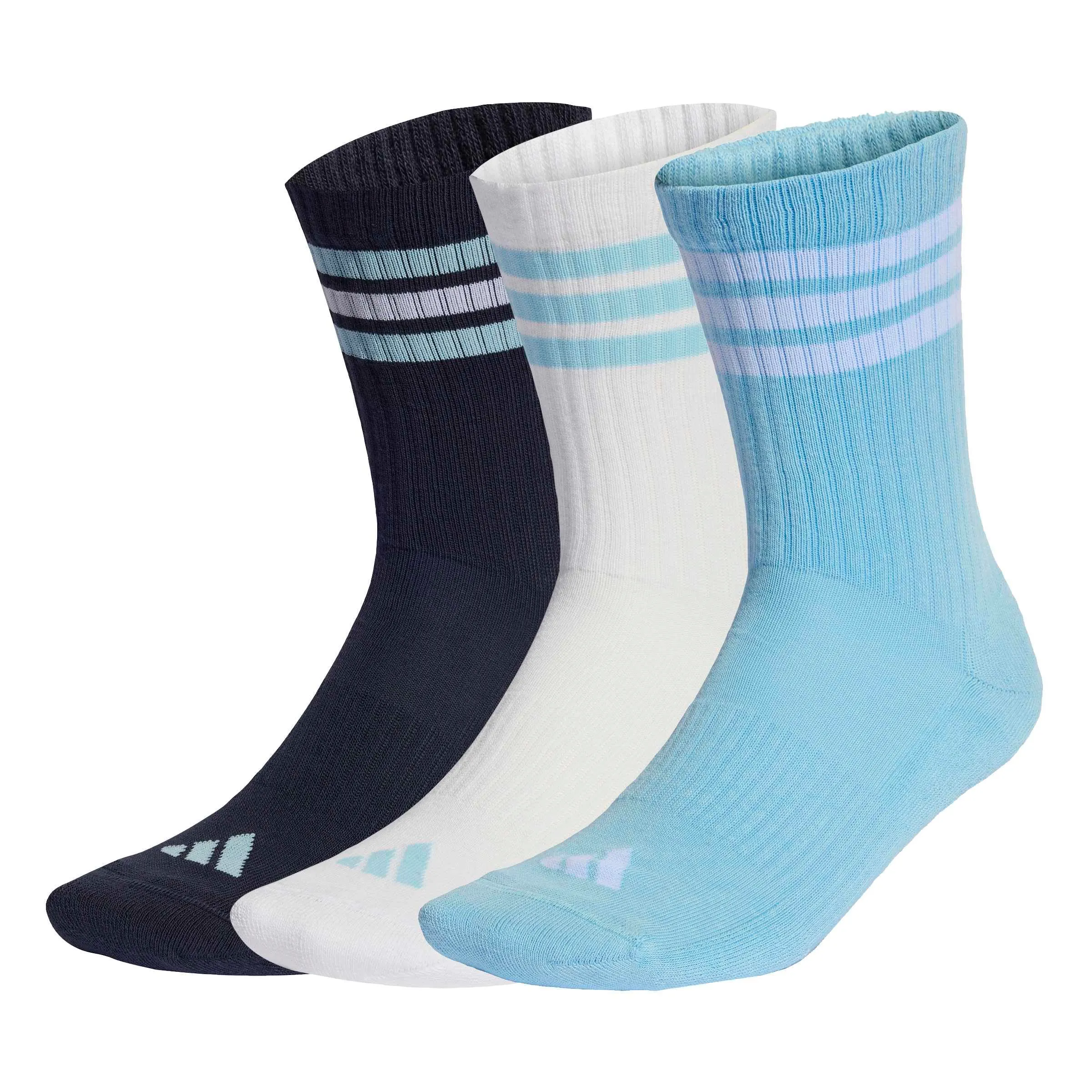 adidas 3Stripes Cushioned Sportswear Crew Socks, 3 Pair Pack, Night Navy/Icey Blue/White, 45-48 - immagine 1