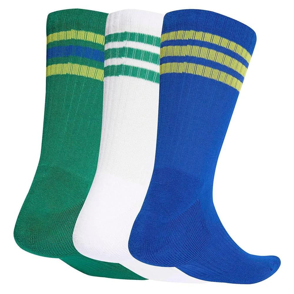 adidas 3Stripes Cushioned Sportswear Crew Socks, 3 Pair Pack, Bold Green/Bold Blue/Bright Yellow, 37-40 - immagine 2
