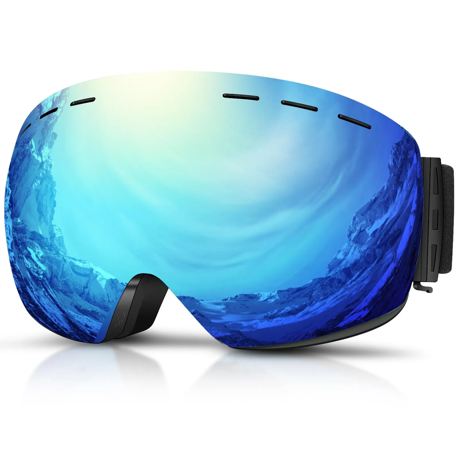 DADA-PRO Occhiali da sci e snowboard OTG Anti-Appannamento senza cornice, Protezione UV (Blu) - immagine 1