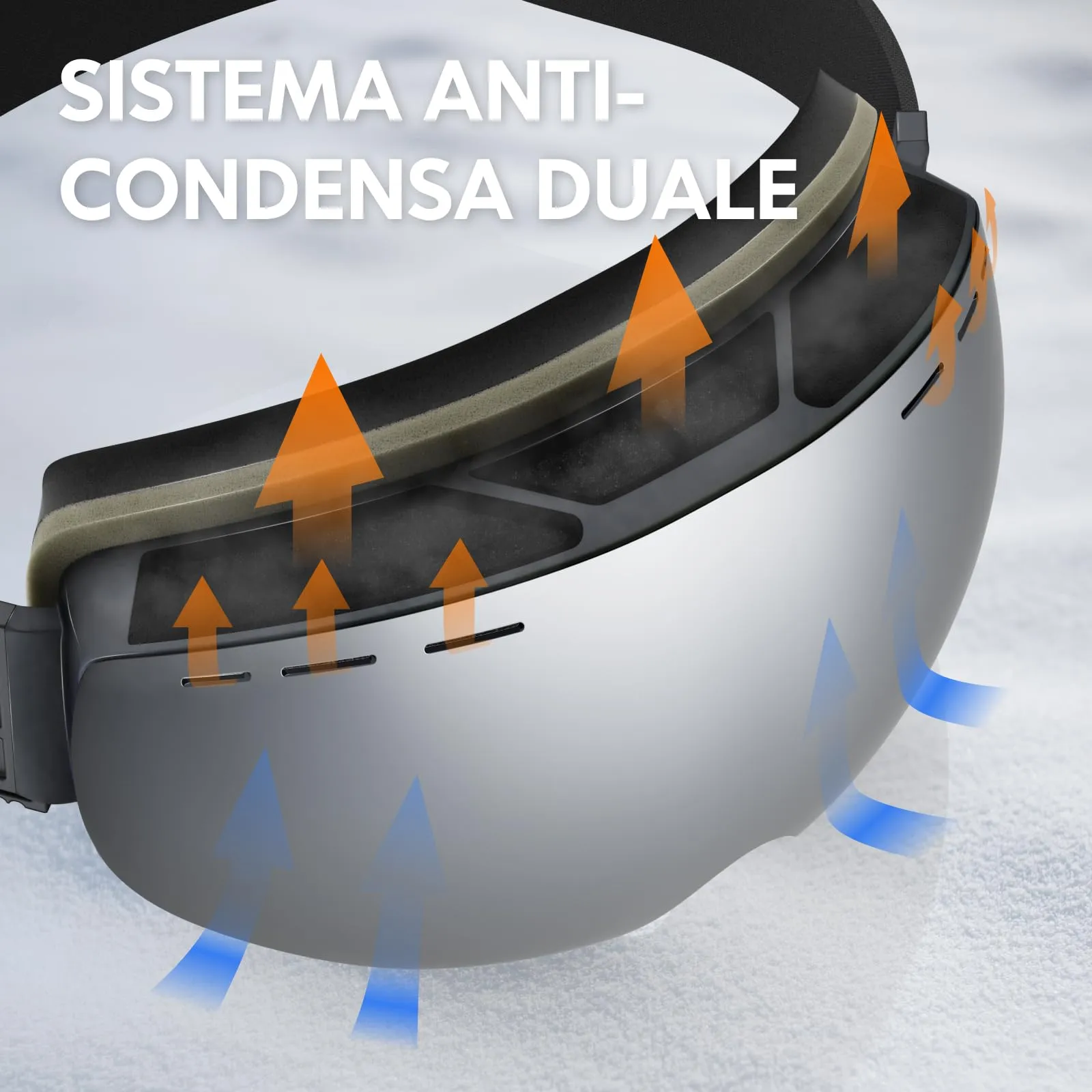 DADA-PRO Occhiali da sci e snowboard OTG Anti-Appannamento senza cornice, Protezione UV (Blu) - immagine 7