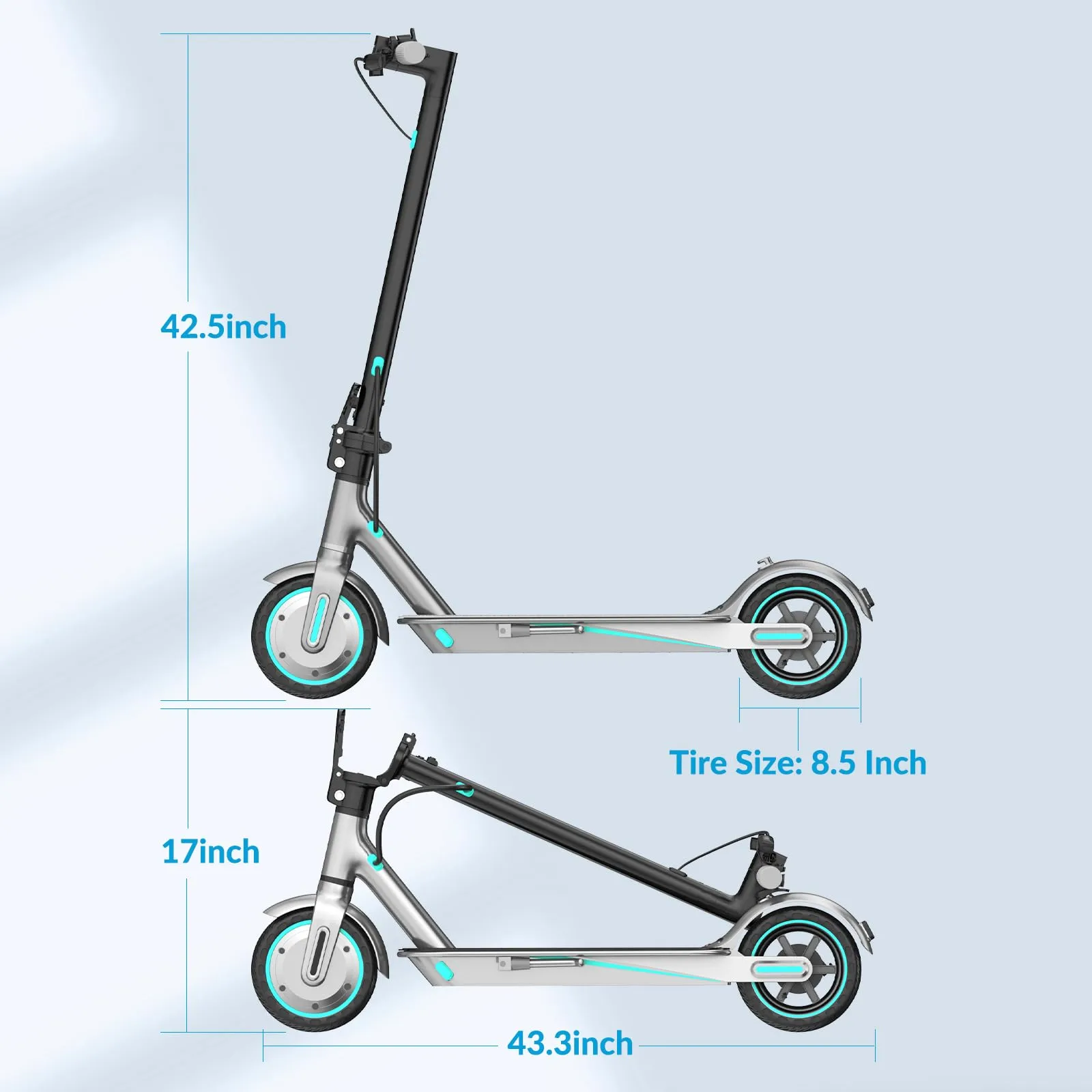Kalorace V8 Monopattino Elettrico Adulto, 350W, 35km Autonomia, 25 km/h, Pneumatici Solidi 8.5" - immagine 7
