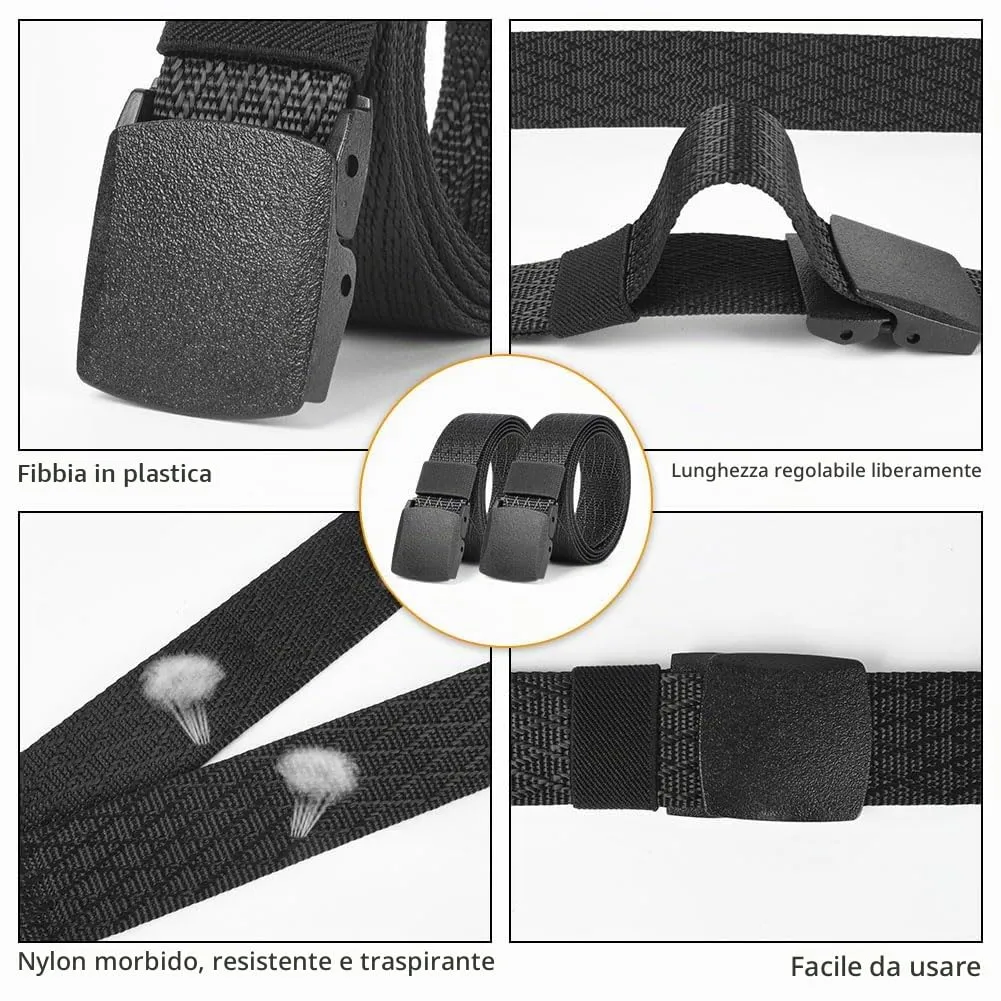 Aomig Cintura Tattica in Nylon con Fibbia in Plastica, 1.42M, 2 Pezzi - immagine 7