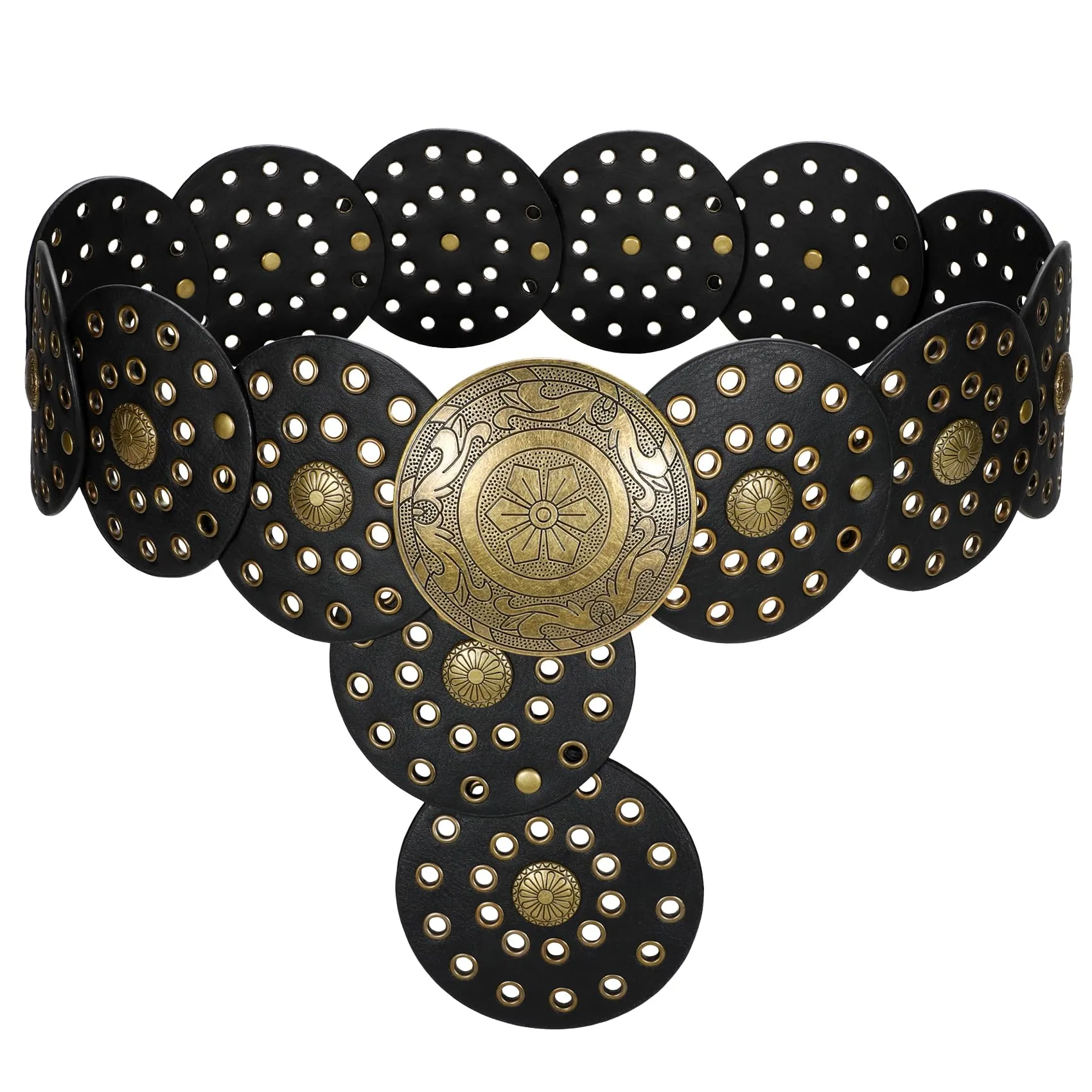 LEACOOLKEY Cintura Donna Boho Western in Pelle con Concho per Vestiti e Jeans - immagine 1