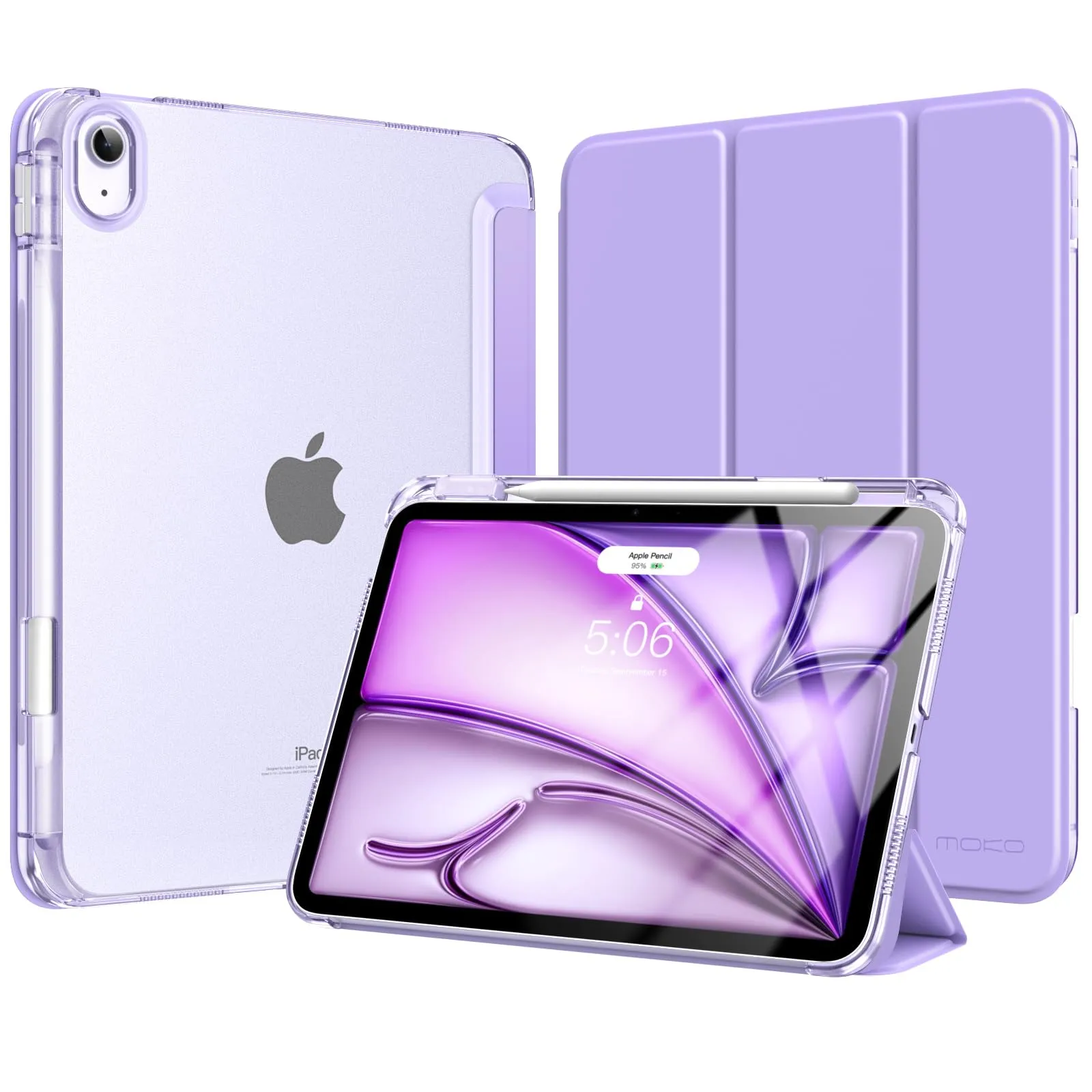 MoKo Cover per iPad Air 11 Pollici (M4/M3/M2) con Portapenna, Lilla - immagine 1