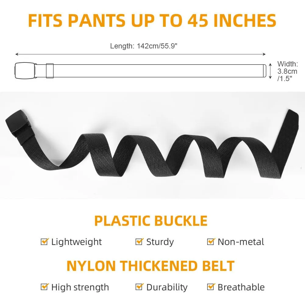Aomig Cintura Tattica in Nylon Regolabile con Fibbia in Plastica, 142 cm, Nero - 2Pcs - immagine 2