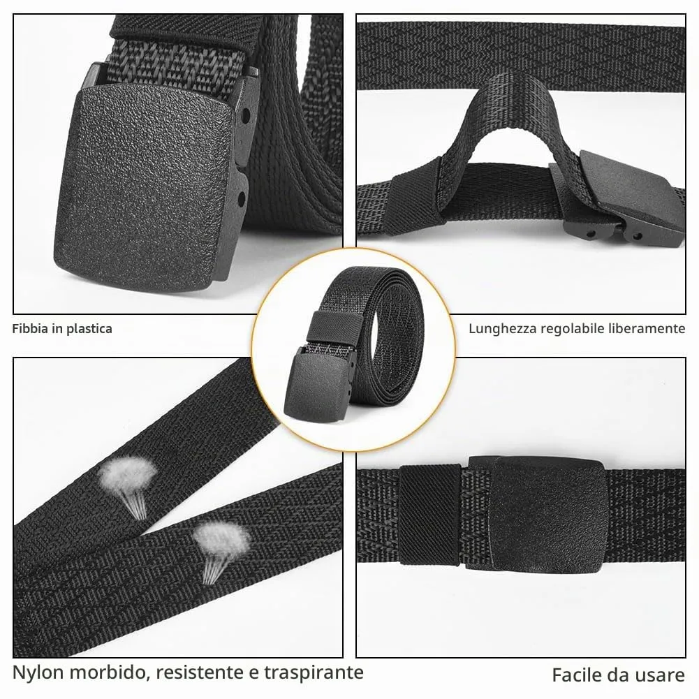 Aomig Cintura Tattica in Nylon Regolabile con Fibbia in Plastica, 142 cm, Nero - 2Pcs - immagine 7