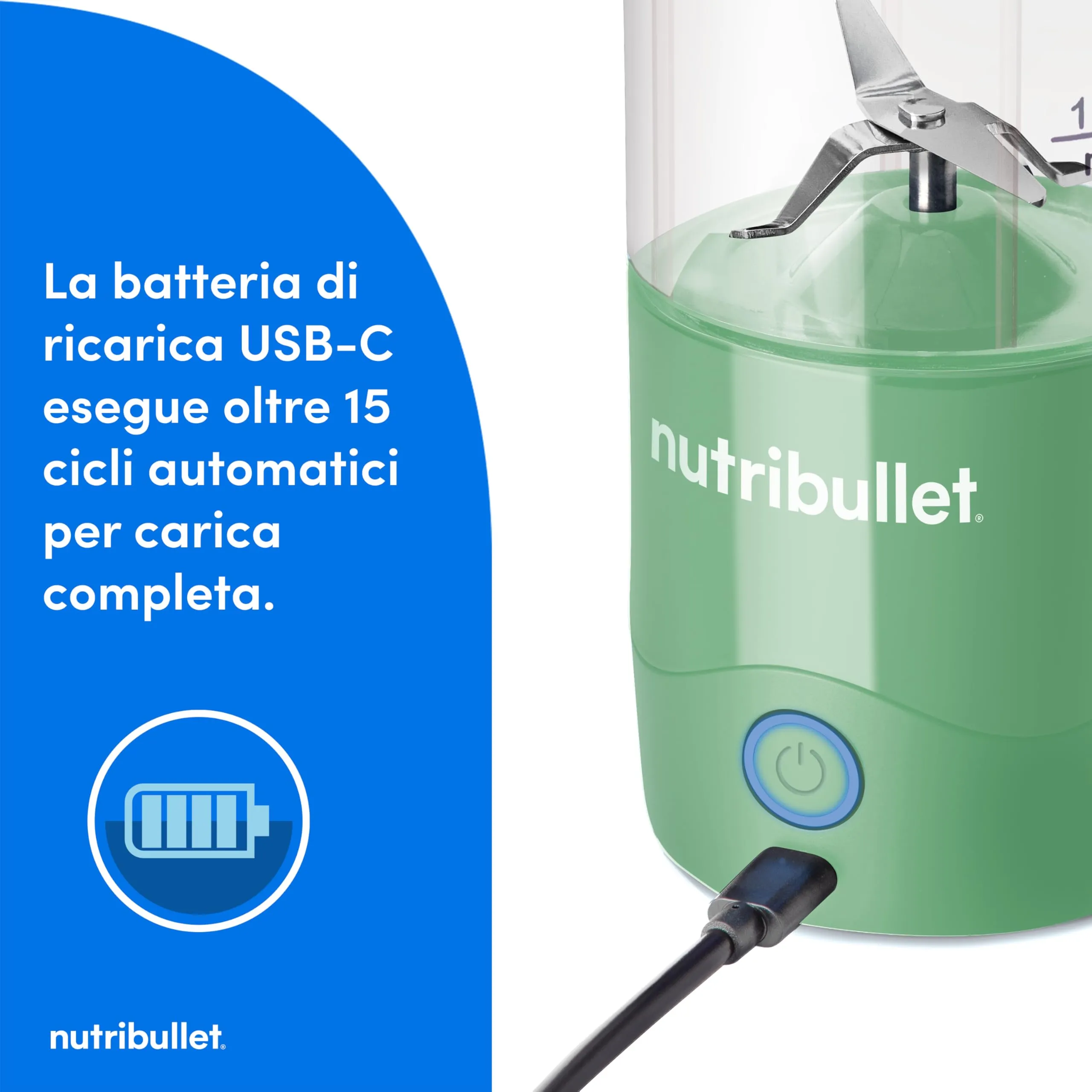NutriBullet Portable Frullatore Portatile 475ml Verde Chiaro - immagine 3