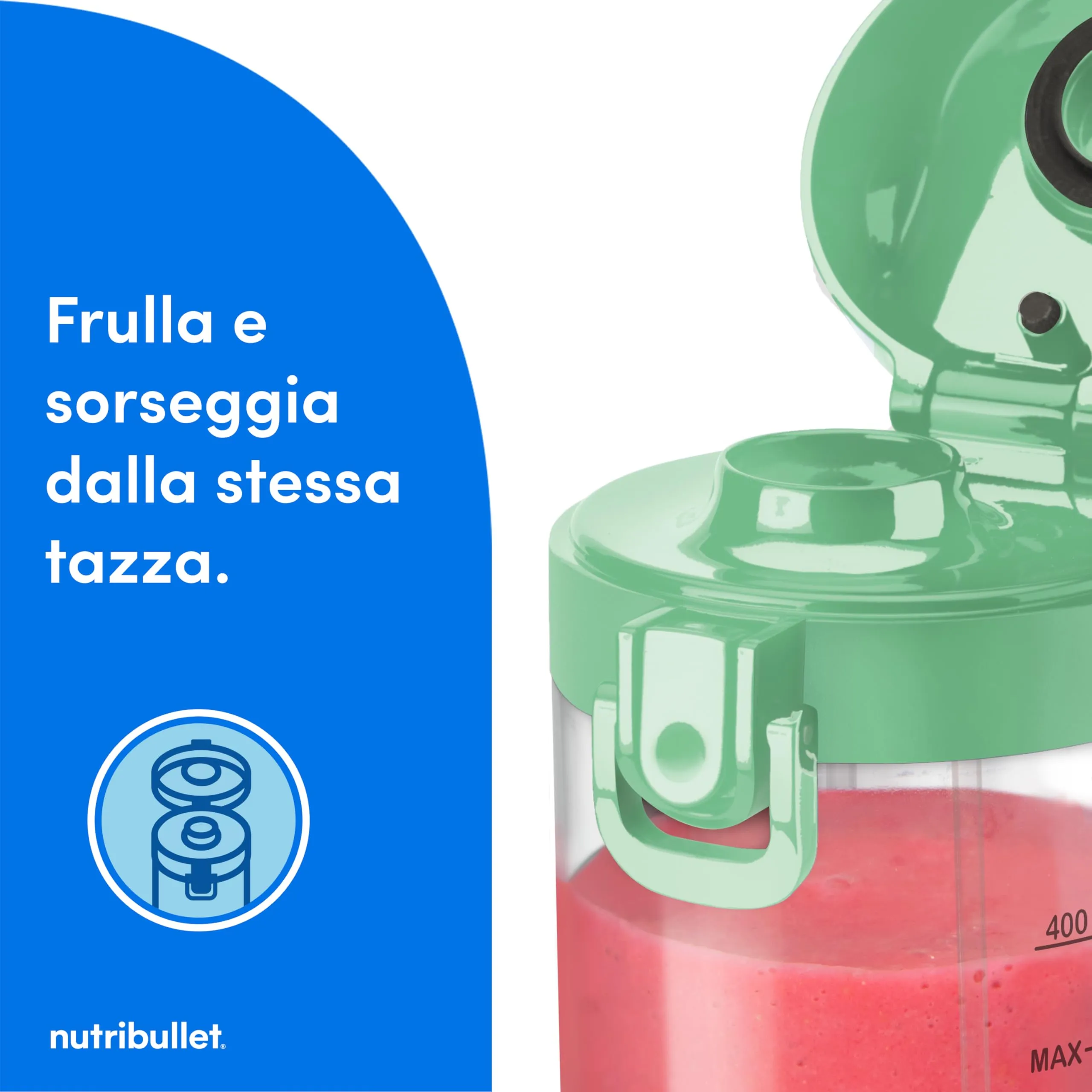 NutriBullet Portable Frullatore Portatile 475ml Verde Chiaro - immagine 5