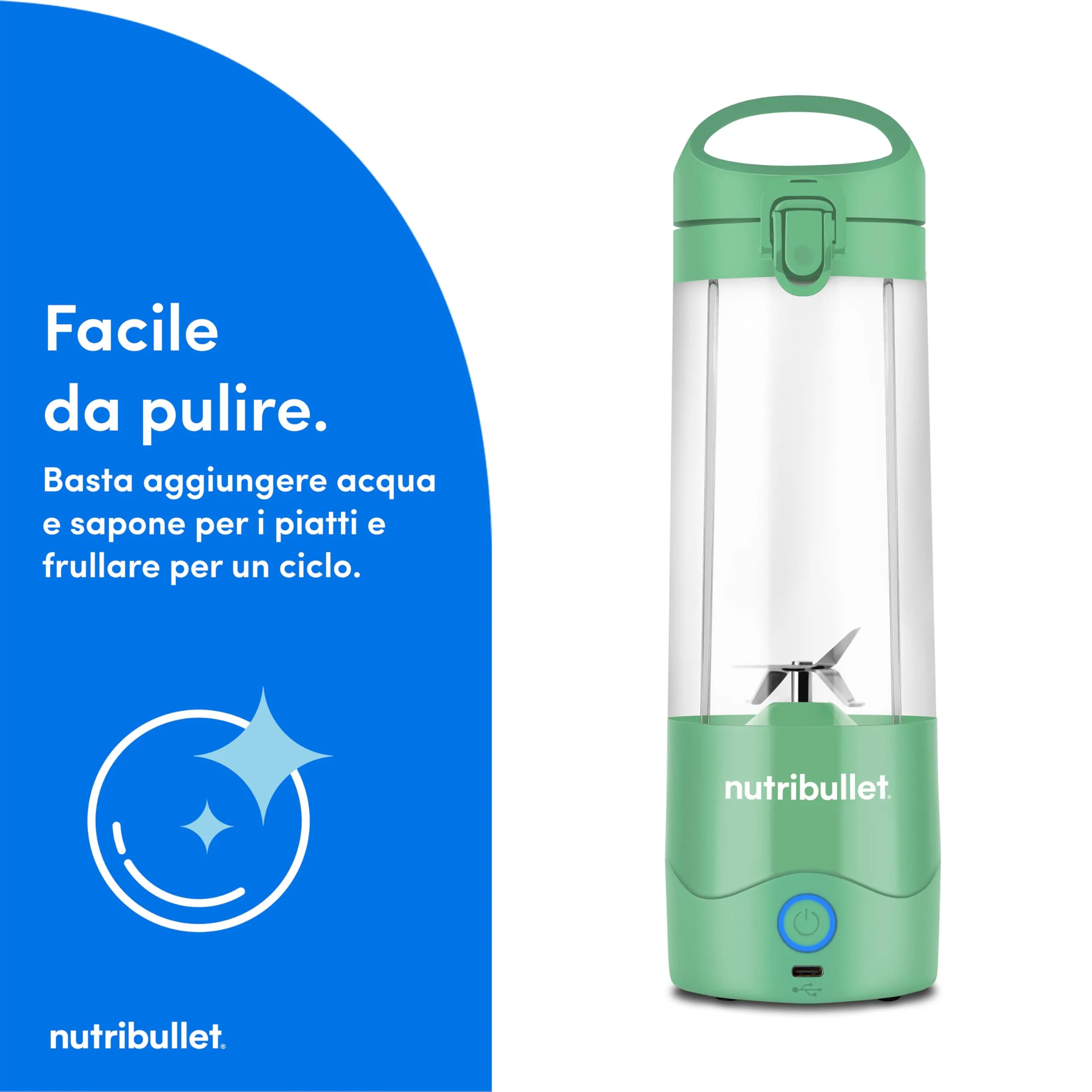 NutriBullet Portable Frullatore Portatile 475ml Verde Chiaro - immagine 6