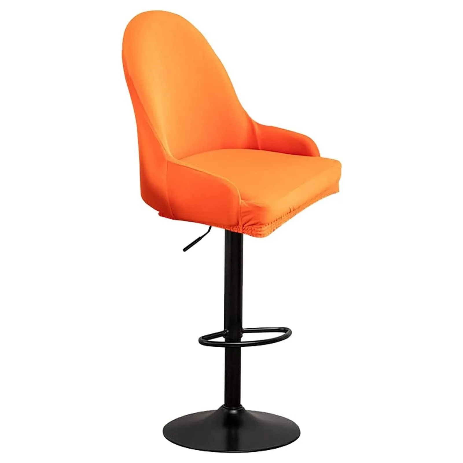 WWQQKJ Copri Sedie Bar Elasticizzati con Braccioli e Schienale, Fodere per Sgabelli Girevoli Moderni (Orange Arancia, 4pcs) - immagine 1