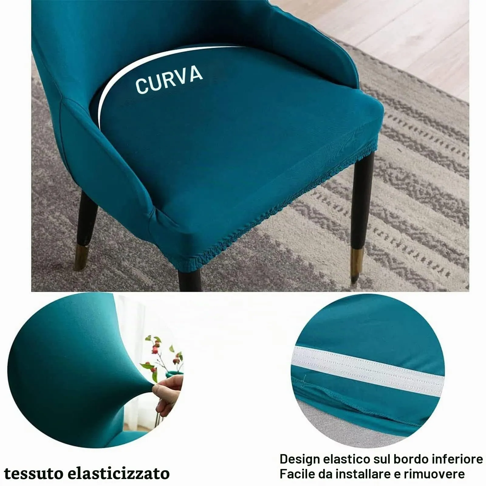 WWQQKJ Copri Sedie Bar Elasticizzate con Braccioli e Schienale per Sgabelli Girevoli, Pine Green, 2 pezzi - immagine 5