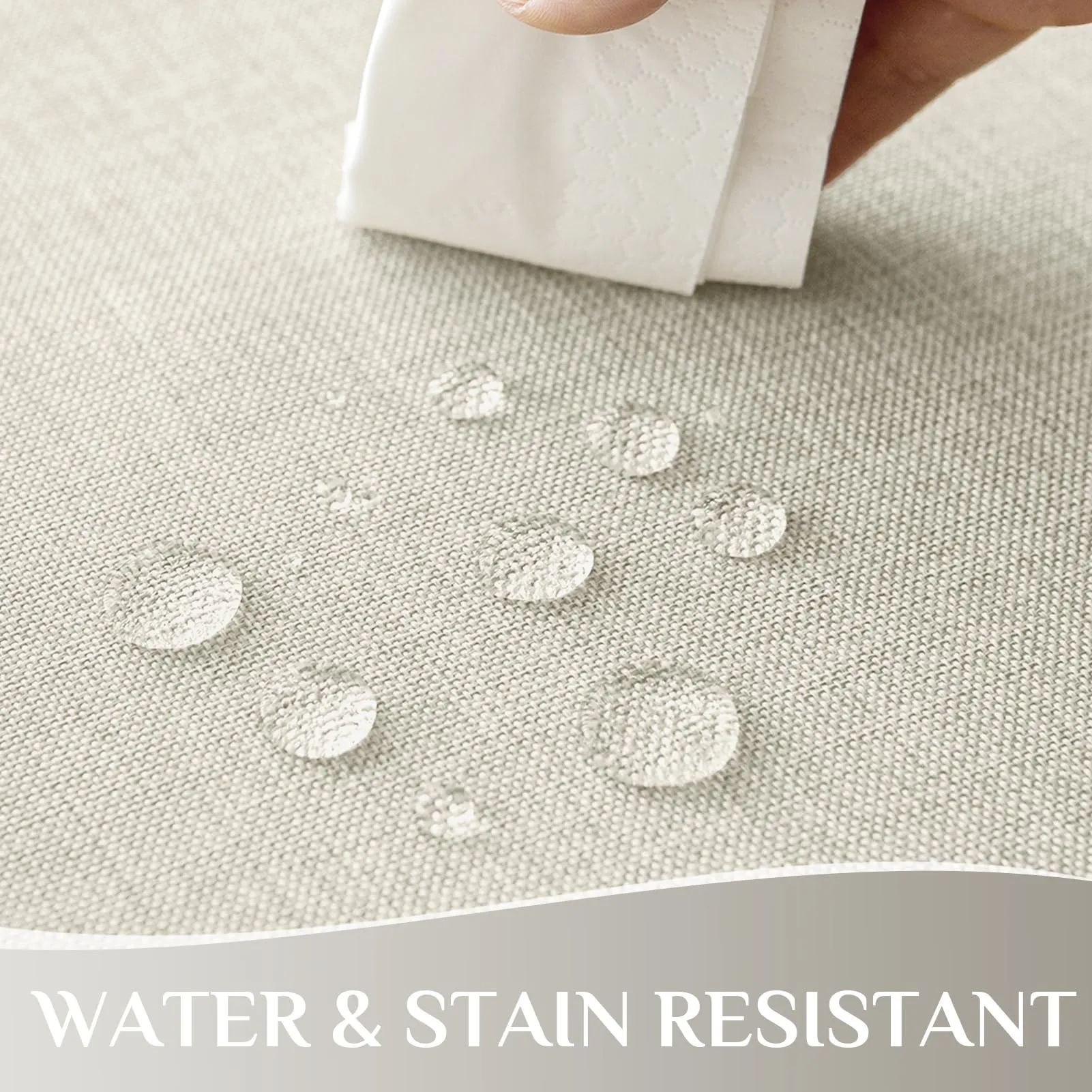 Softalker Tovaglia Rettangolare in Finto Lino, 240x140cm, Crema, Lavabile e Idrorepellente, 6-8 Posti - immagine 3