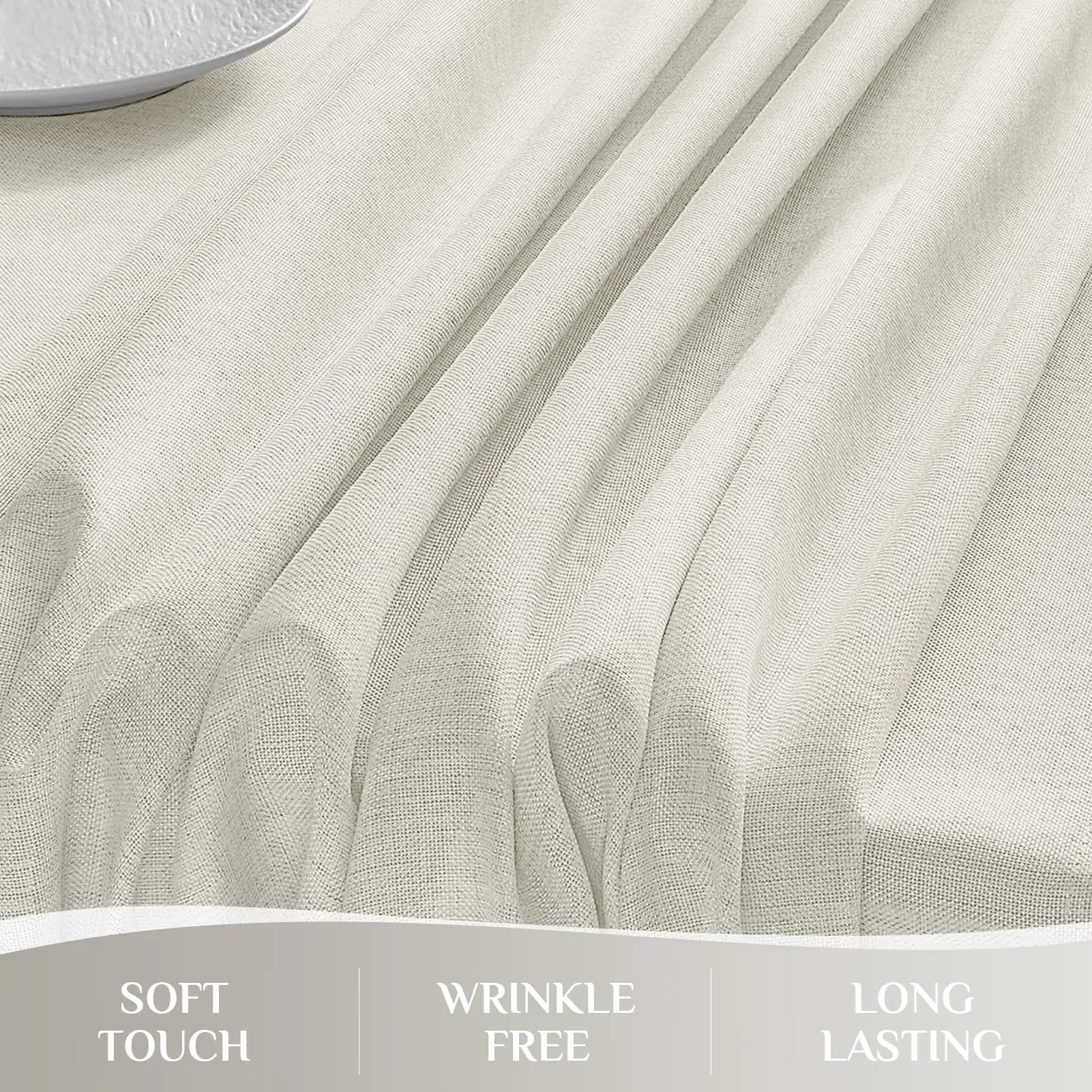 Softalker Tovaglia Rettangolare in Finto Lino, 240x140cm, Crema, Lavabile e Idrorepellente, 6-8 Posti - immagine 4