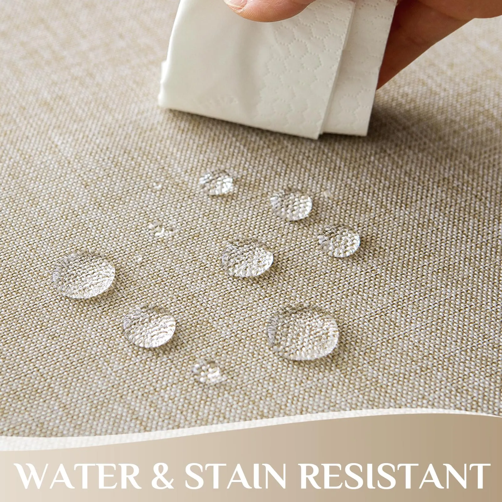 Softalker Tovaglia Antimacchia in Finto Lino Rettangolare 160 x 220 cm, Idrorepellente e Lavabile (6-8 posti) - immagine 3
