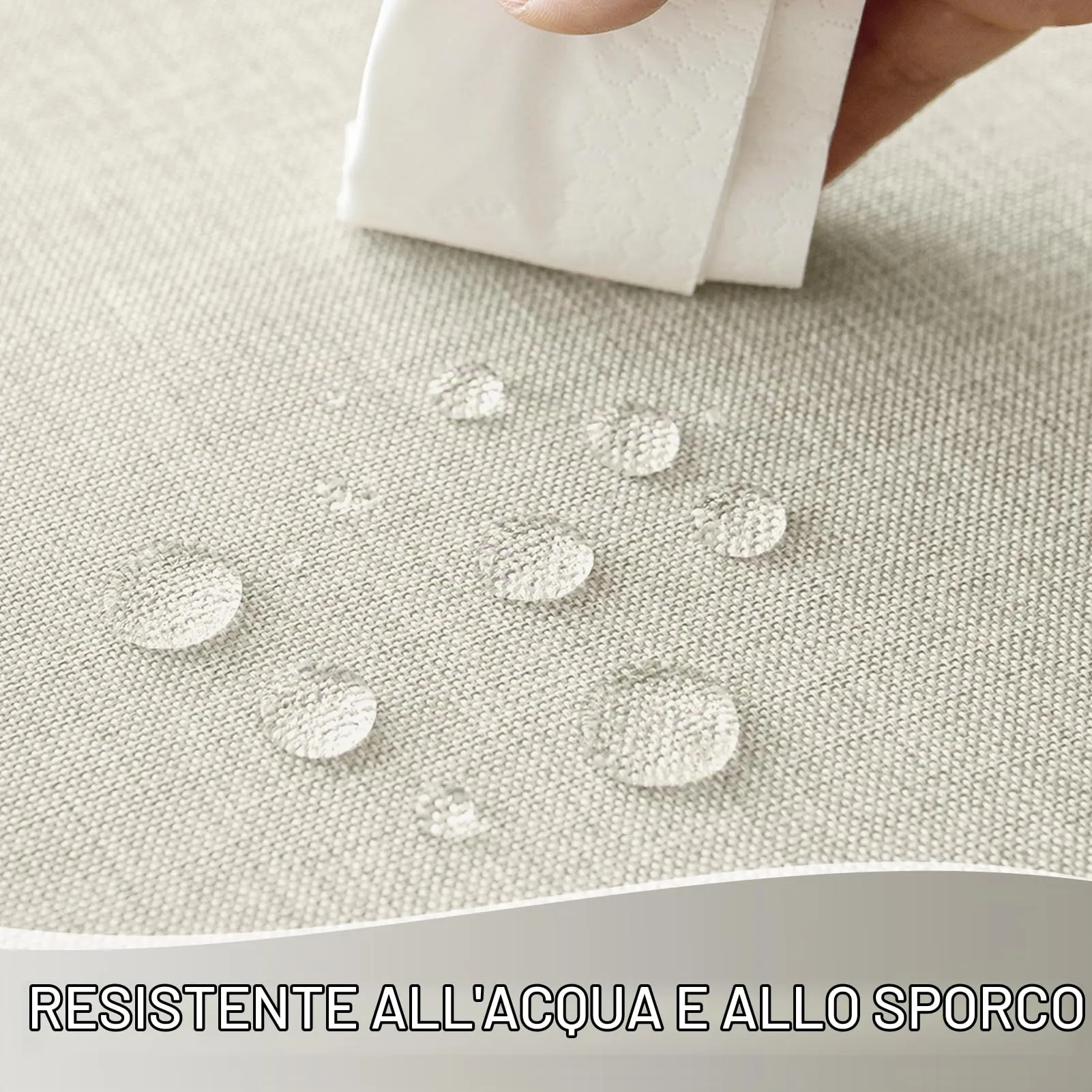 Softalker Tovaglia Quadrata 100x100 cm Crema in Finto Lino Antimacchia e Lavabile - immagine 3