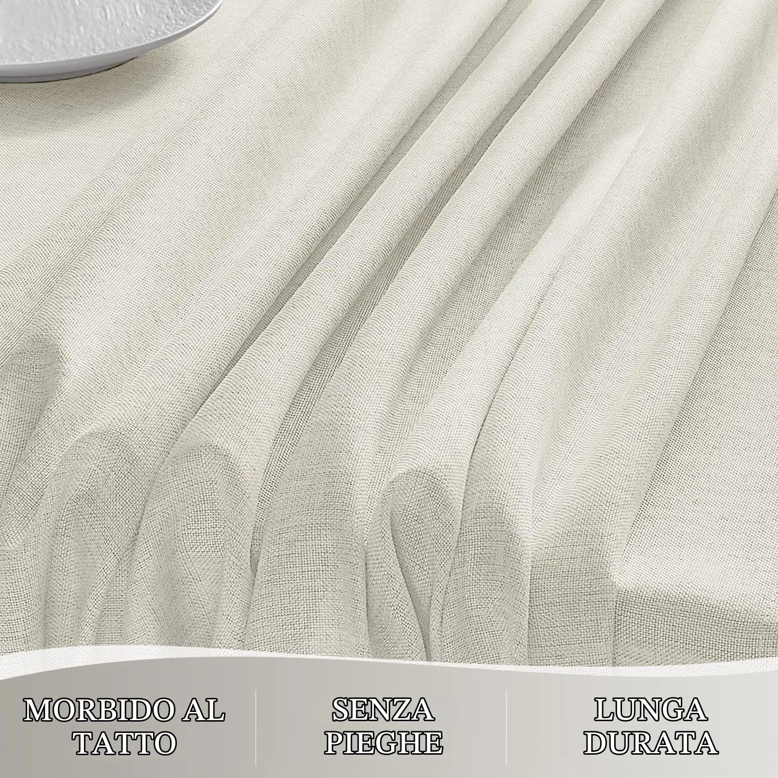 Softalker Tovaglia Quadrata 100x100 cm Crema in Finto Lino Antimacchia e Lavabile - immagine 4