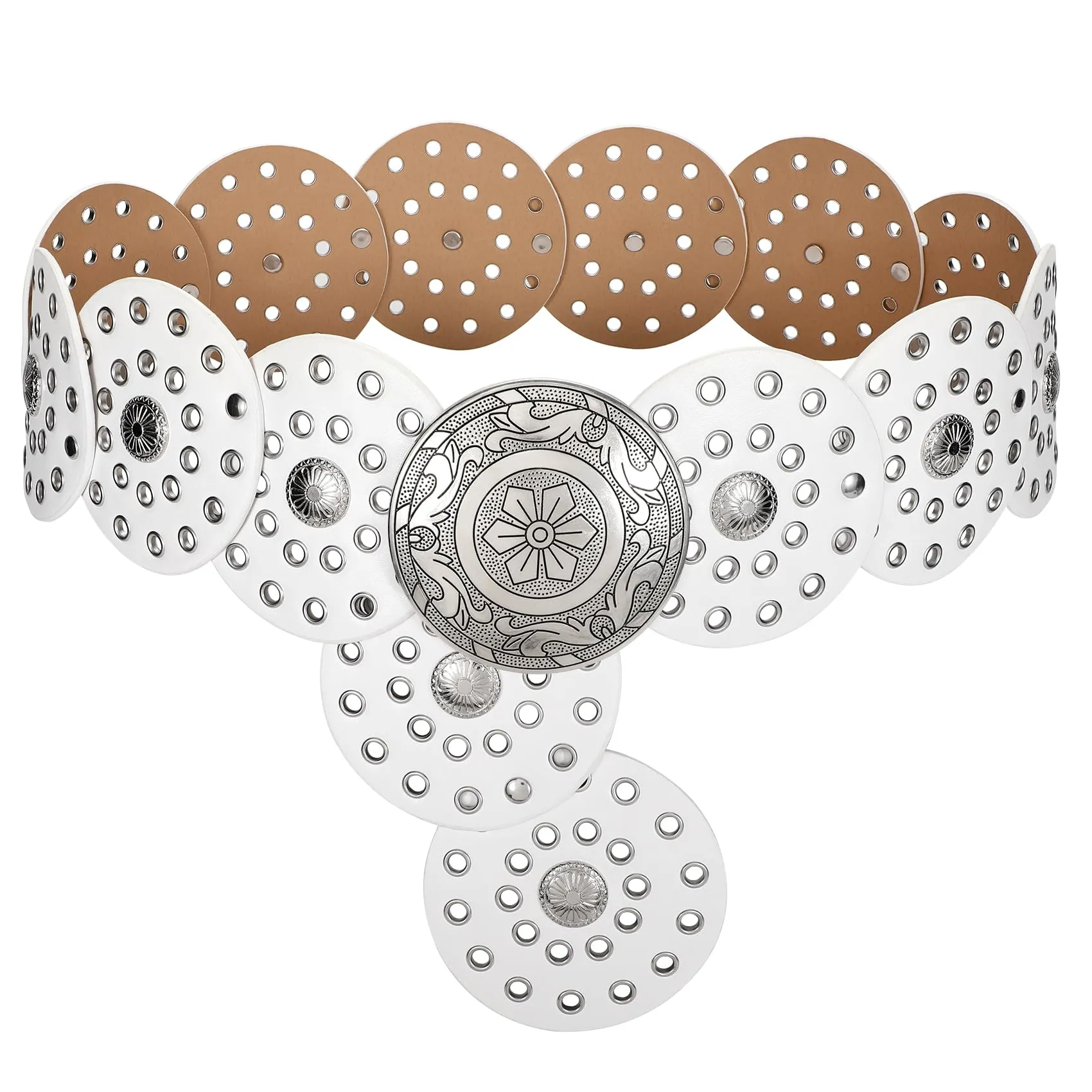 LEACOOLKEY Cintura Donna Boho Western in Pelle Concho per Vestiti e Jeans - immagine 1