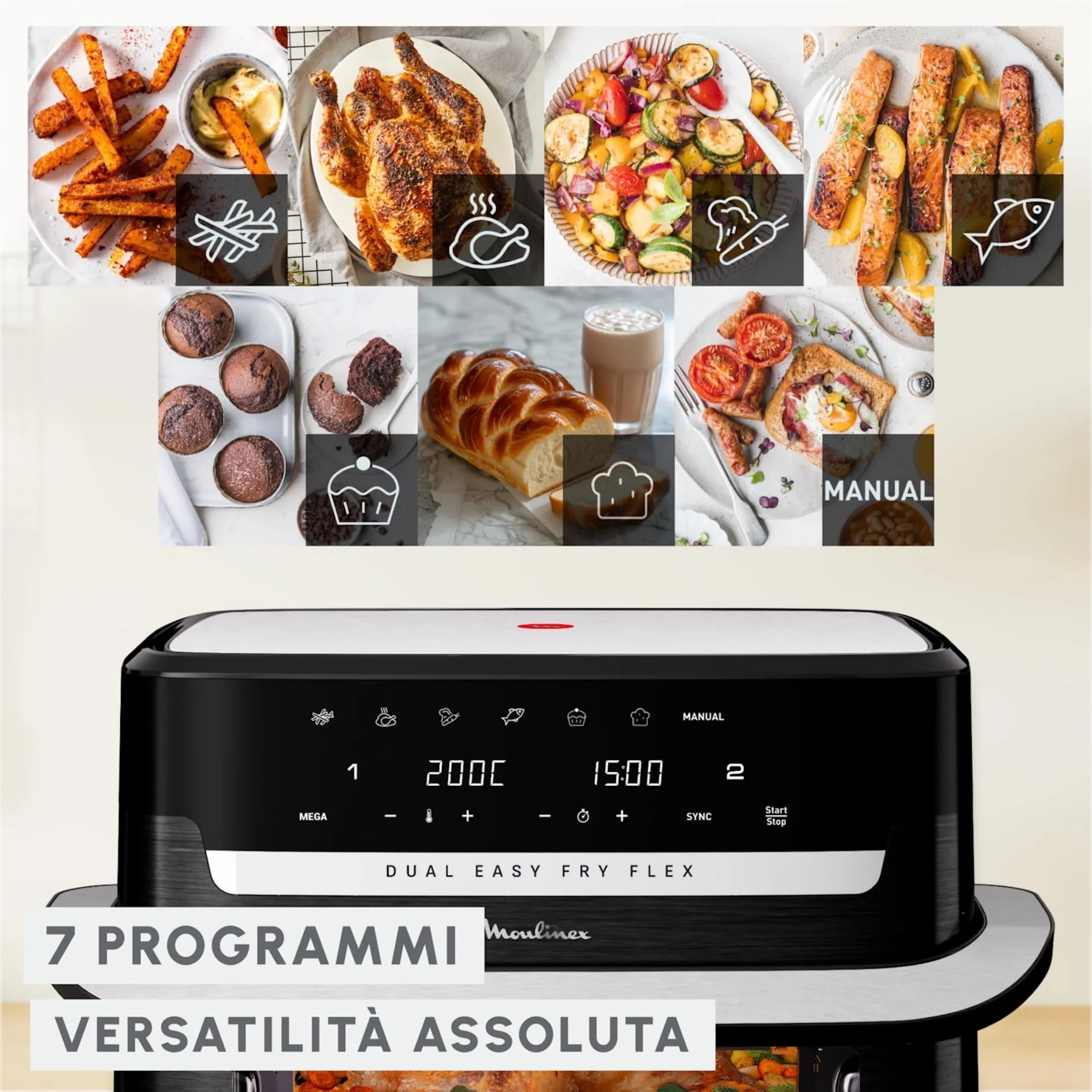 Moulinex Dual Easy Fry Flex Air Fryer 9L EZ9228 - immagine 6