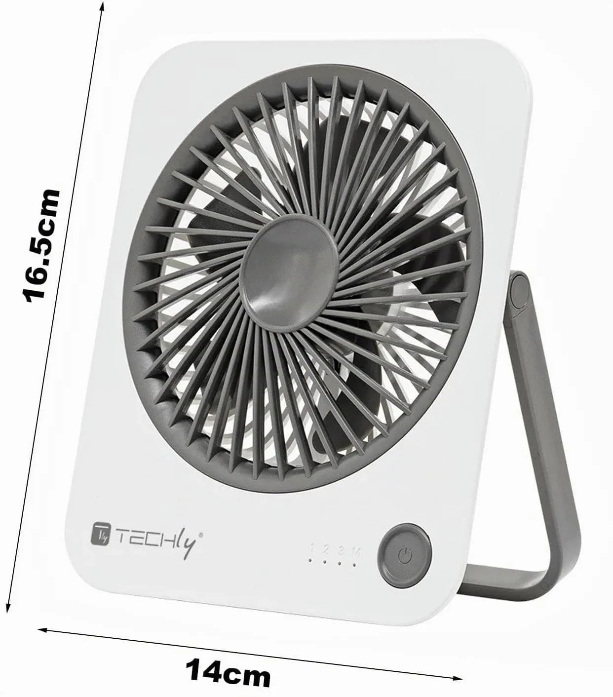 Techly 621666 Ventilatore da Scrivania Ultra Sottile Pieghevole e Portatile, 4 velocità, Bianco - immagine 3