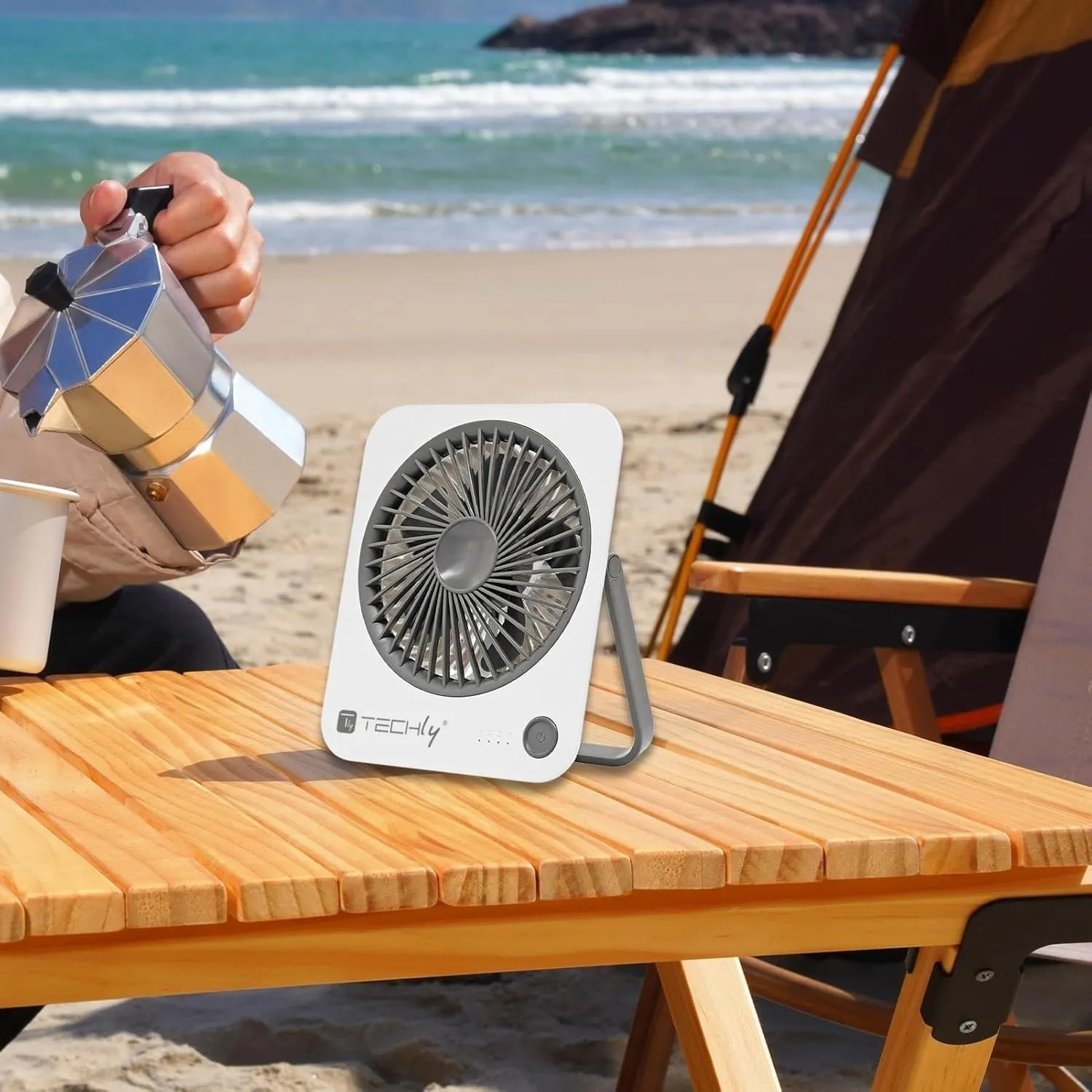 Techly 621666 Ventilatore da Scrivania Ultra Sottile Pieghevole e Portatile, 4 velocità, Bianco - immagine 6