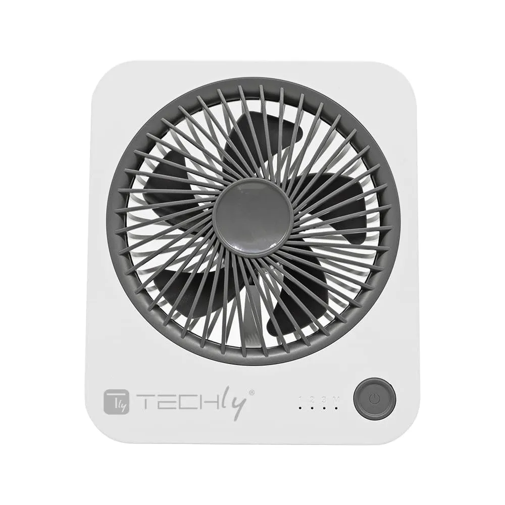 Techly 621666 Ventilatore da Scrivania Ultra Sottile Pieghevole e Portatile, 4 velocità, Bianco - immagine 7