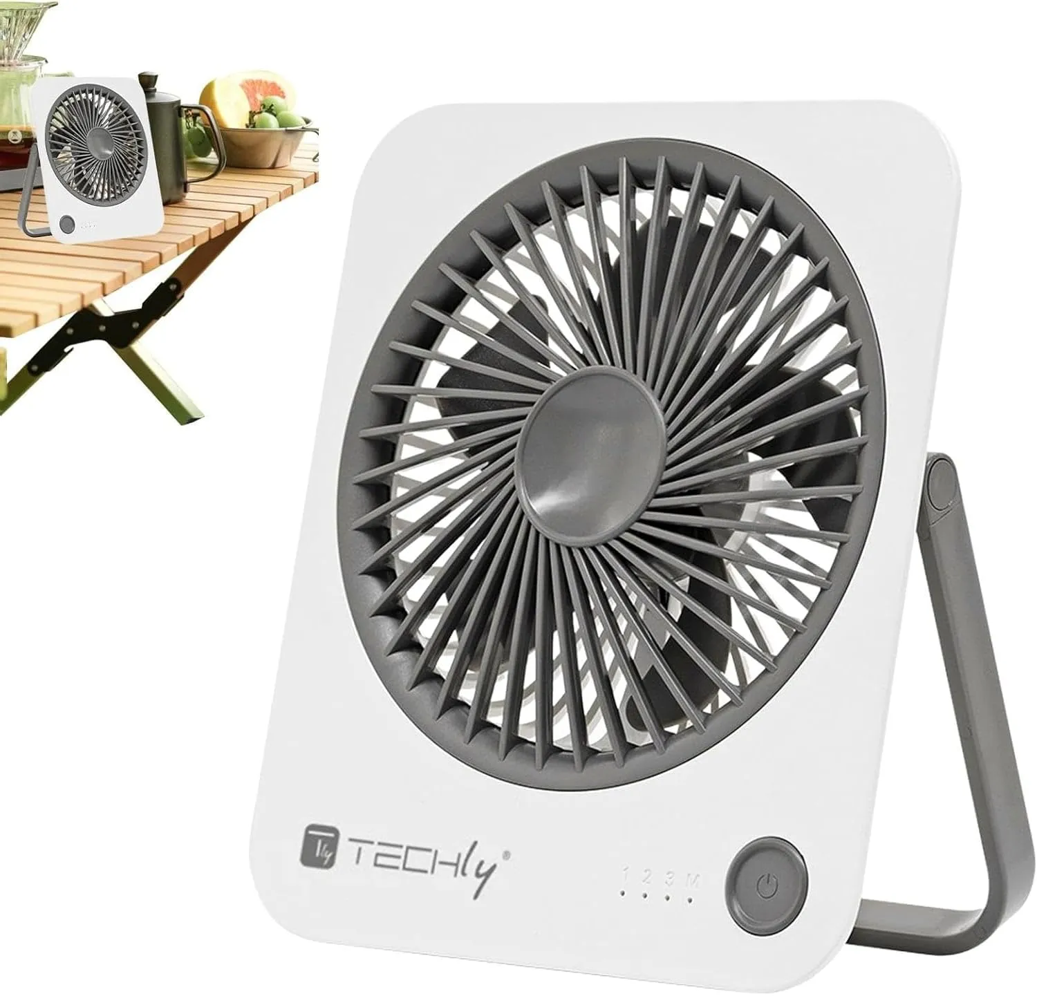Techly 621666 Ventilatore da Scrivania Ultra Sottile Pieghevole e Portatile, 4 velocità, Bianco - immagine 8