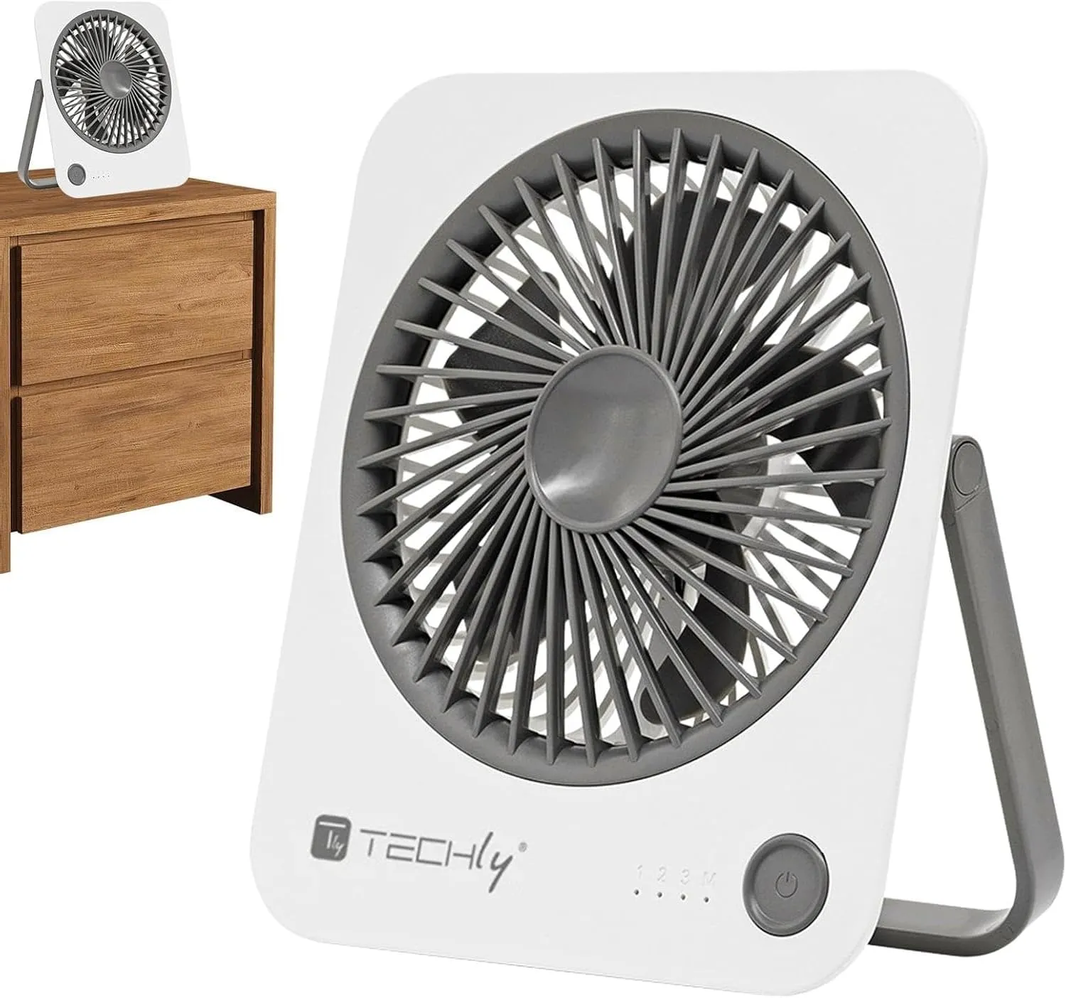 Techly 621666 Ventilatore da Scrivania Ultra Sottile Pieghevole e Portatile, 4 velocità, Bianco - immagine 9