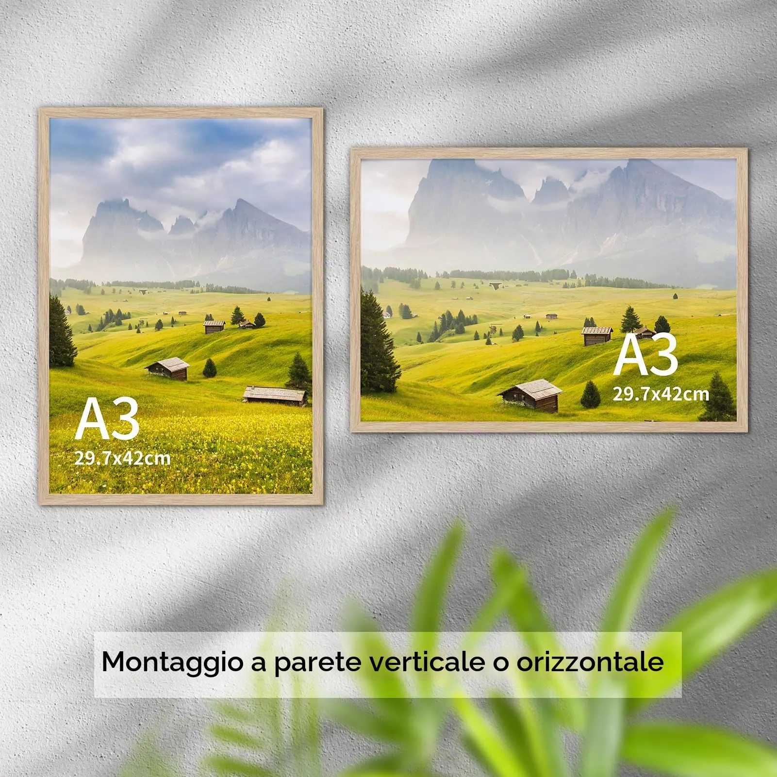 Hoikwo Cornice A3 in PVC, Set da 3, Legno Naturale - immagine 3