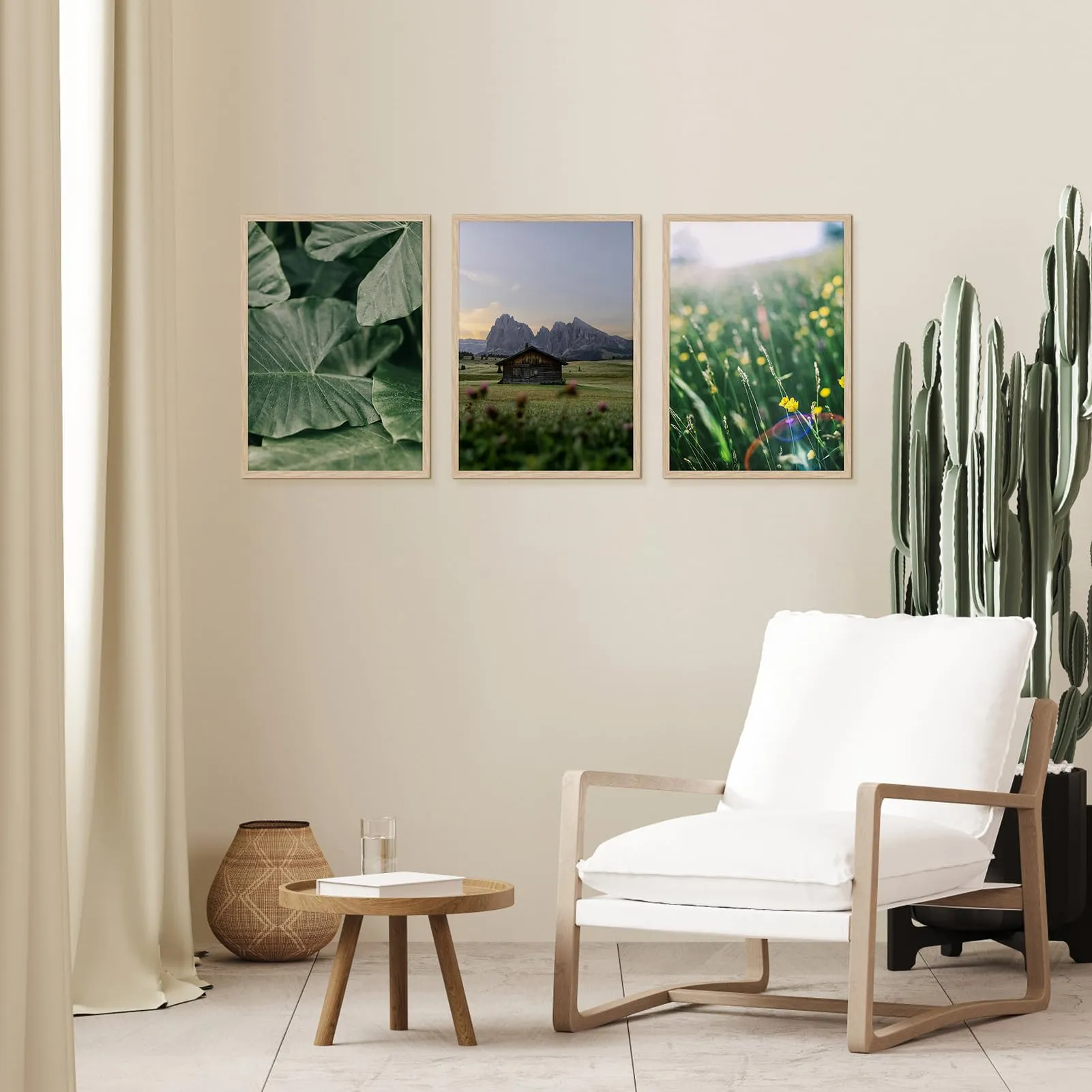 Hoikwo Cornice A3 in PVC, Set da 3, Legno Naturale - immagine 6