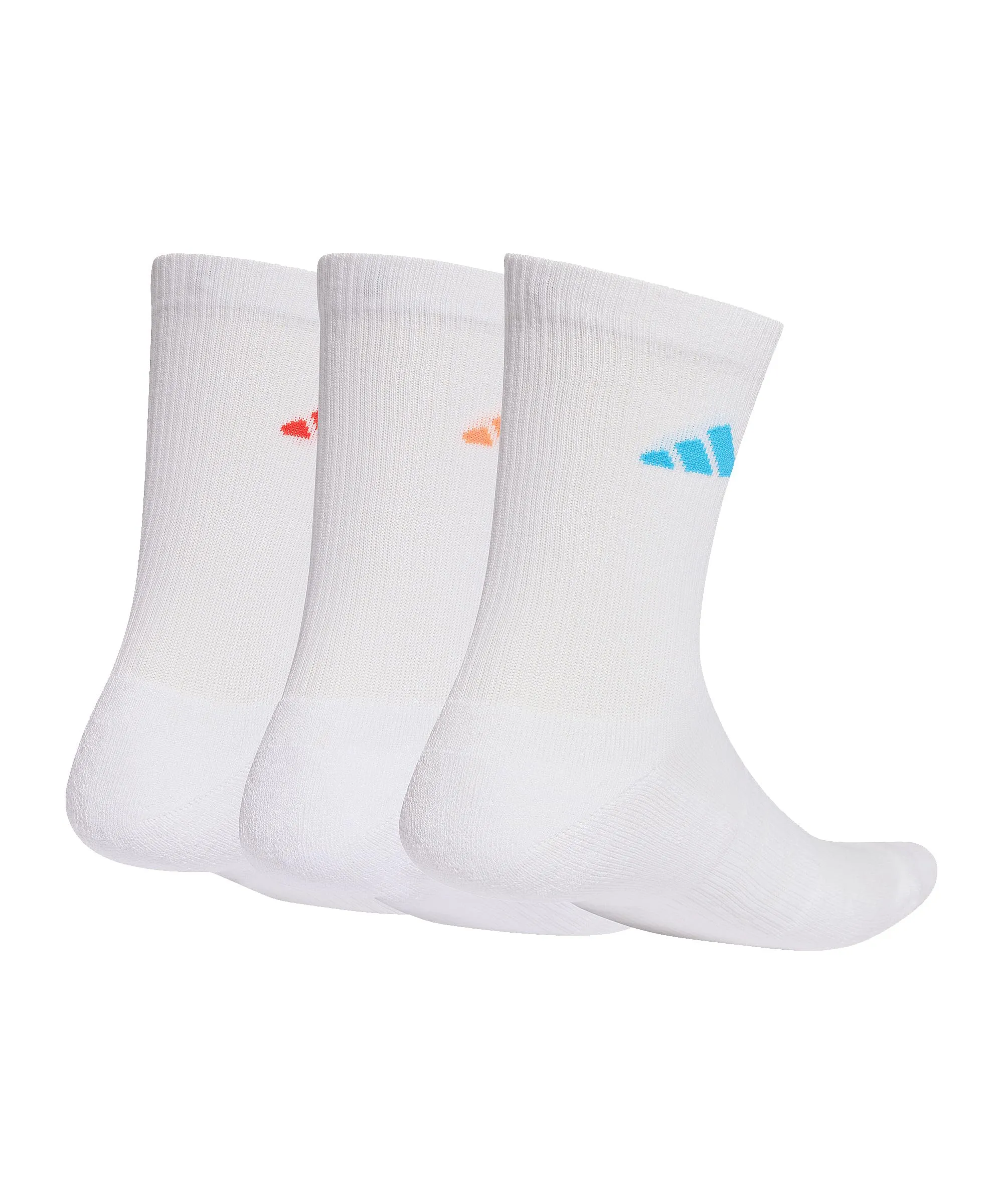 adidas Cushioned Sportswear Crew Socks, 3 Pair Pack, White/Lucid Orange/Lucid Red, 34-36 - immagine 2