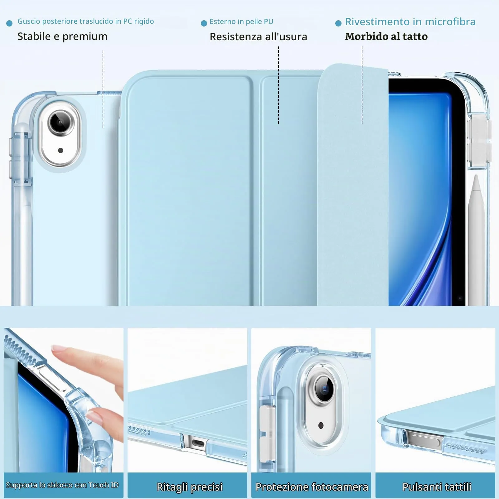 MoKo Cover per iPad Air 11 Pollici (M4/M3/M2) 2024-2026 con Portapenna - immagine 3