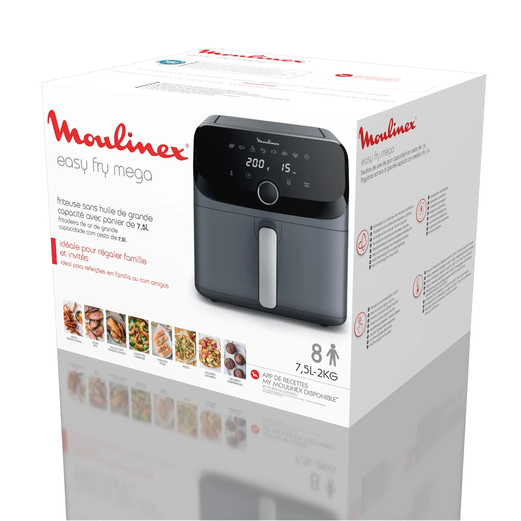 Moulinex Easy Fry Mega Friggitrice ad Aria 7,5L, Grigio, EZ855B - immagine 10