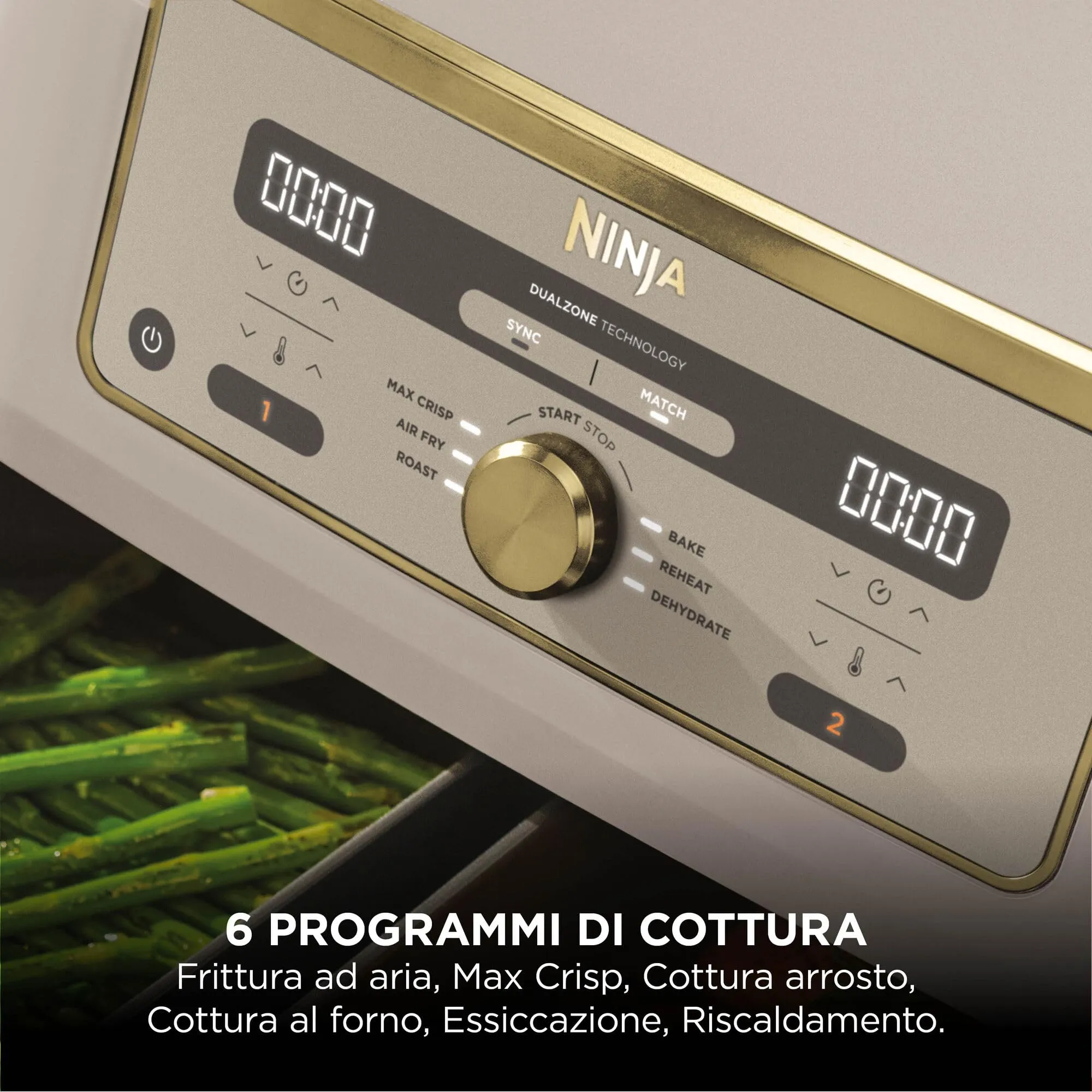 Ninja MAX Dual Zone Friggitrice ad Aria Doppia 9,5L Pietra/Oro - immagine 5